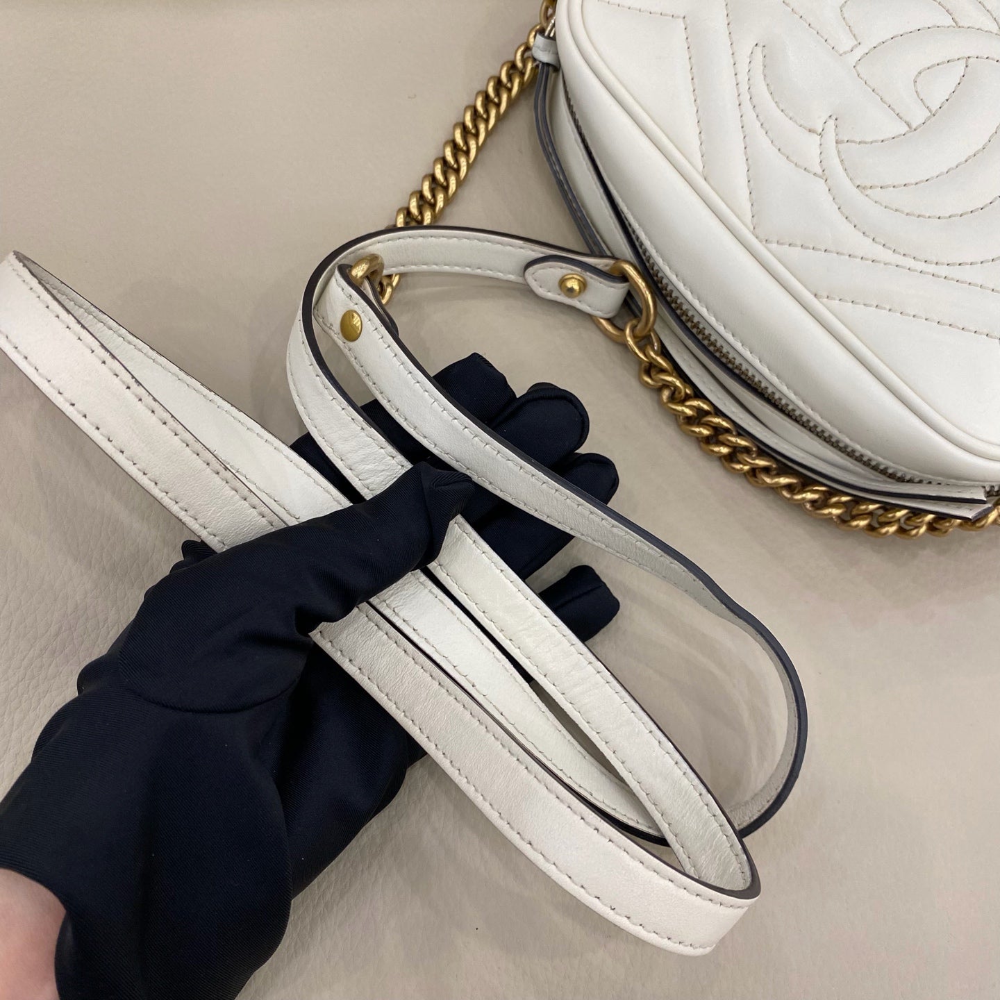 Gucci - GG Marmont Camera Bag - Leather - White - (small)