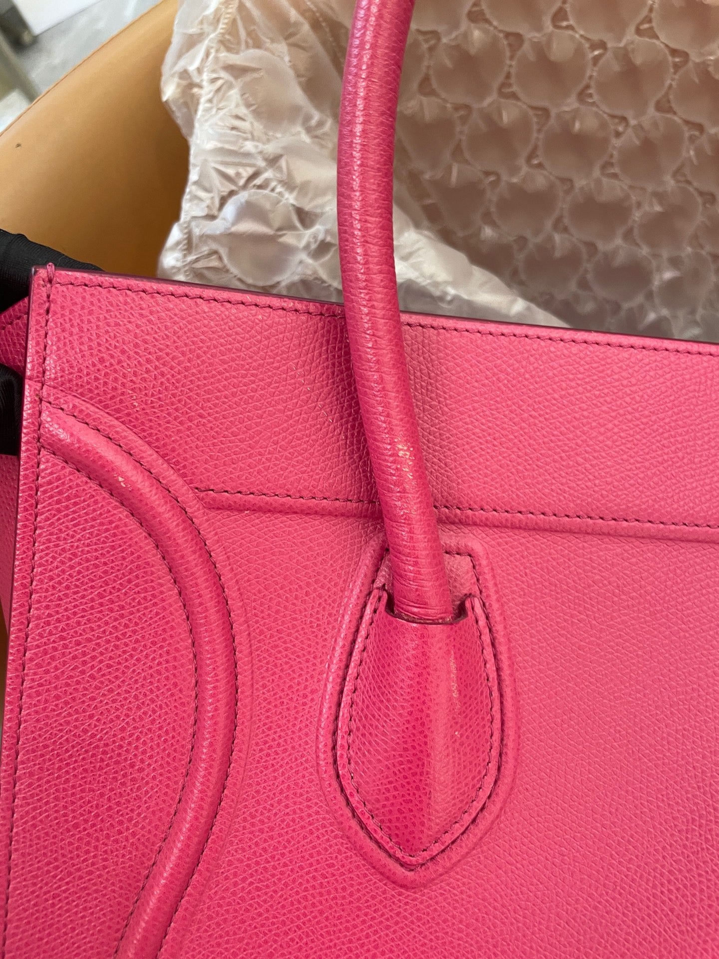 Celine - Luggage Tote - Pebbled Calfskin - Fuchsia - (Medium)