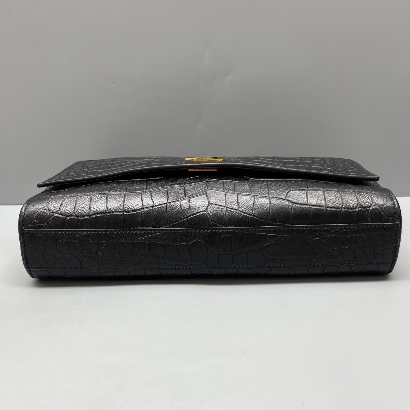 Saint Laurent - Monogram Chain Bag - Crocodile-embossed cowhide leather - Black - (medium)
