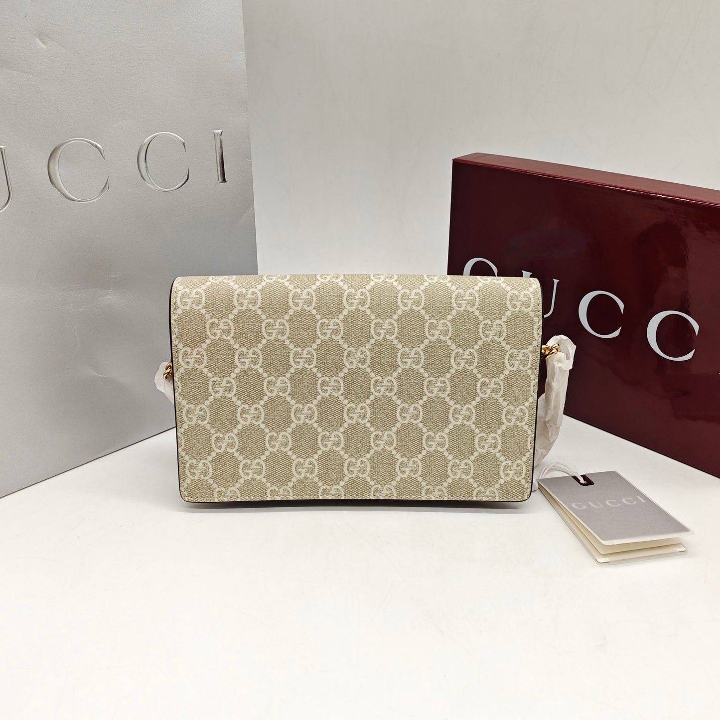Gucci - GG Canvas and Leather Wallet on Chain - Leather - Beige - (mini)
