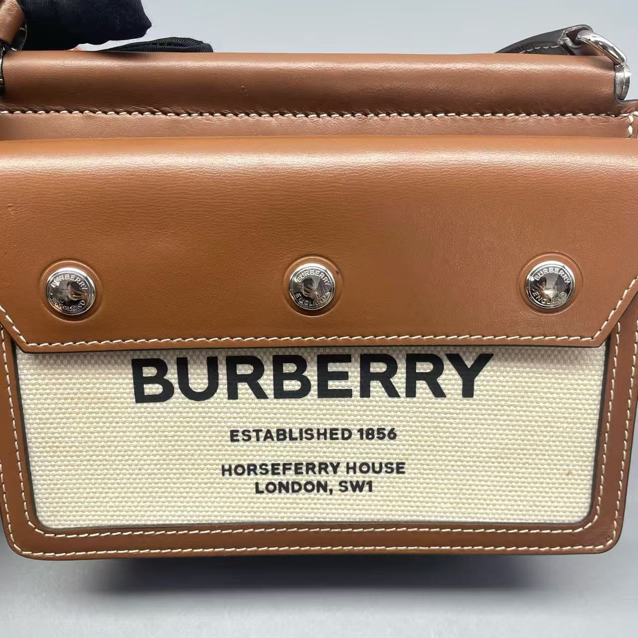 Burberry - Title mini messenger bag - Leather and Canvas - Brown and Beige - (mini)