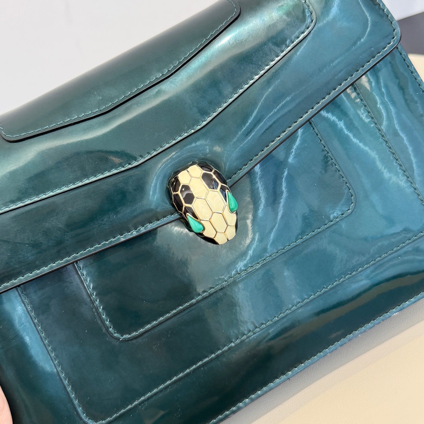 Bvlgari - Serpenti Forever Flap Bag - Patent leather - Dark Green - (Medium)