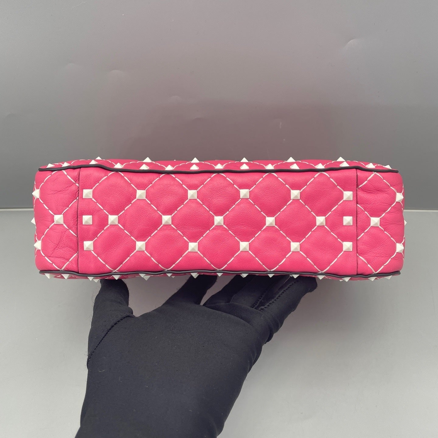 Valentino - Rockstud Quilted Flap Crossbody Bag - Leather - Pink - (mini)