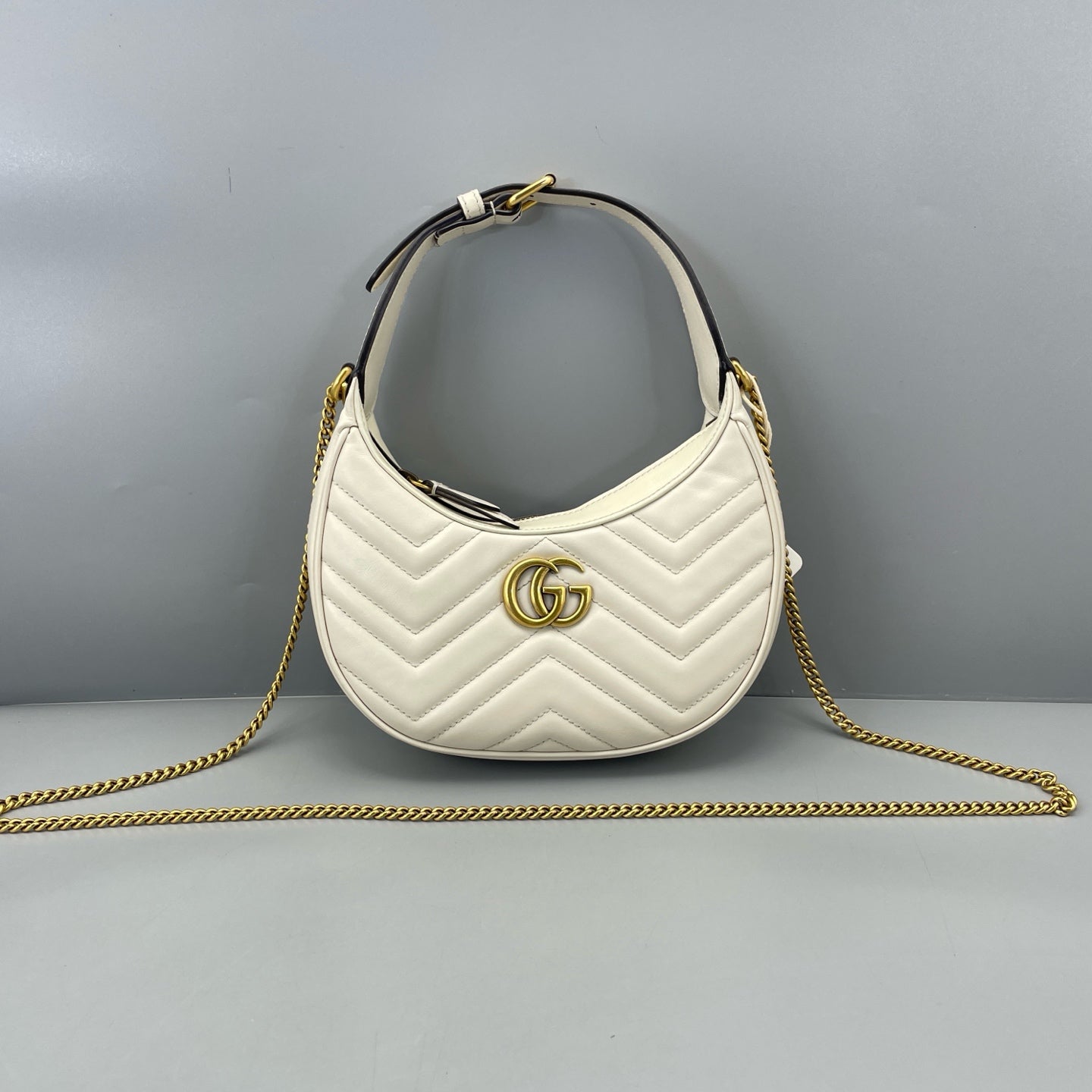 Gucci - GG Marmont Crescent Shoulder Bag - Leather - White - (mini)