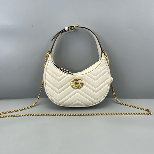 Gucci - GG Marmont Crescent Shoulder Bag - Leather - White - (mini)