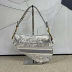 Dior - Saddle Bag - Embroidered Canvas - Grey - (Medium)