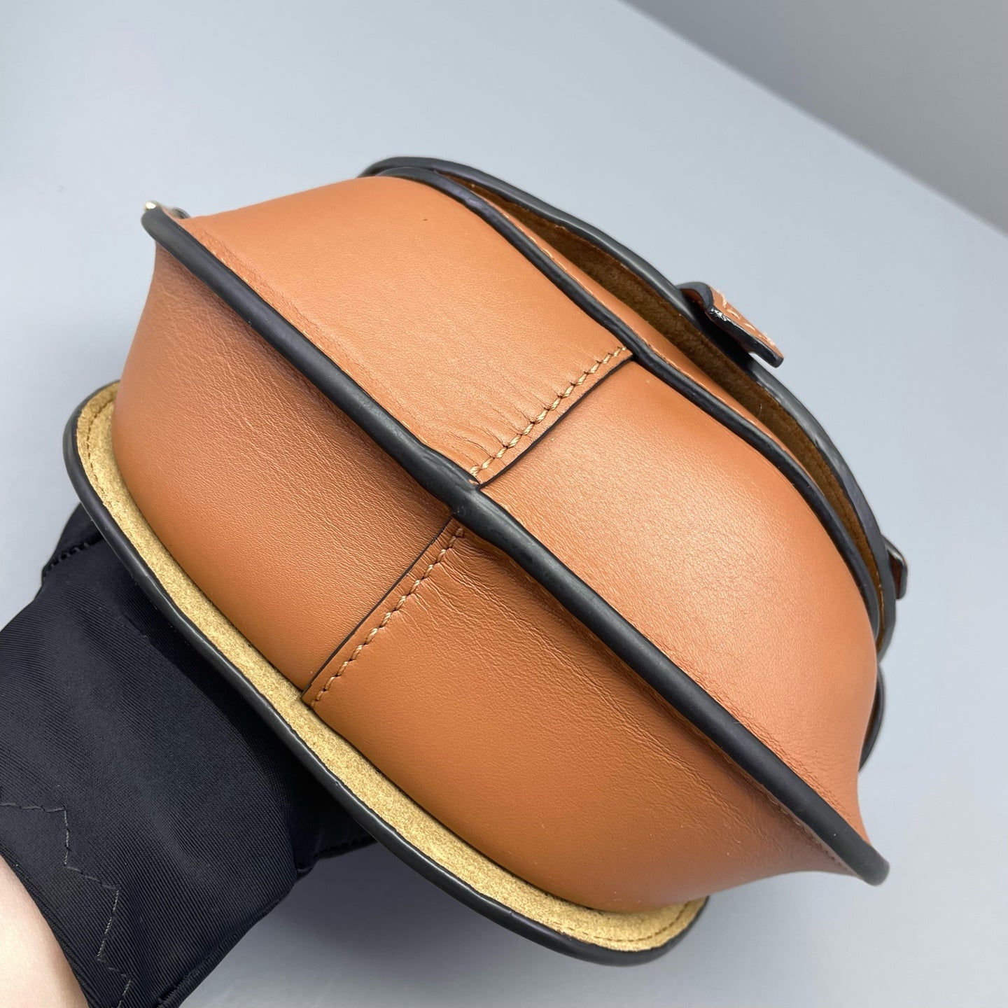 Loewe - Gate Mini - Calfskin leather with suede lining, fabric strap - Caramel with beige/brown strap - (mini)