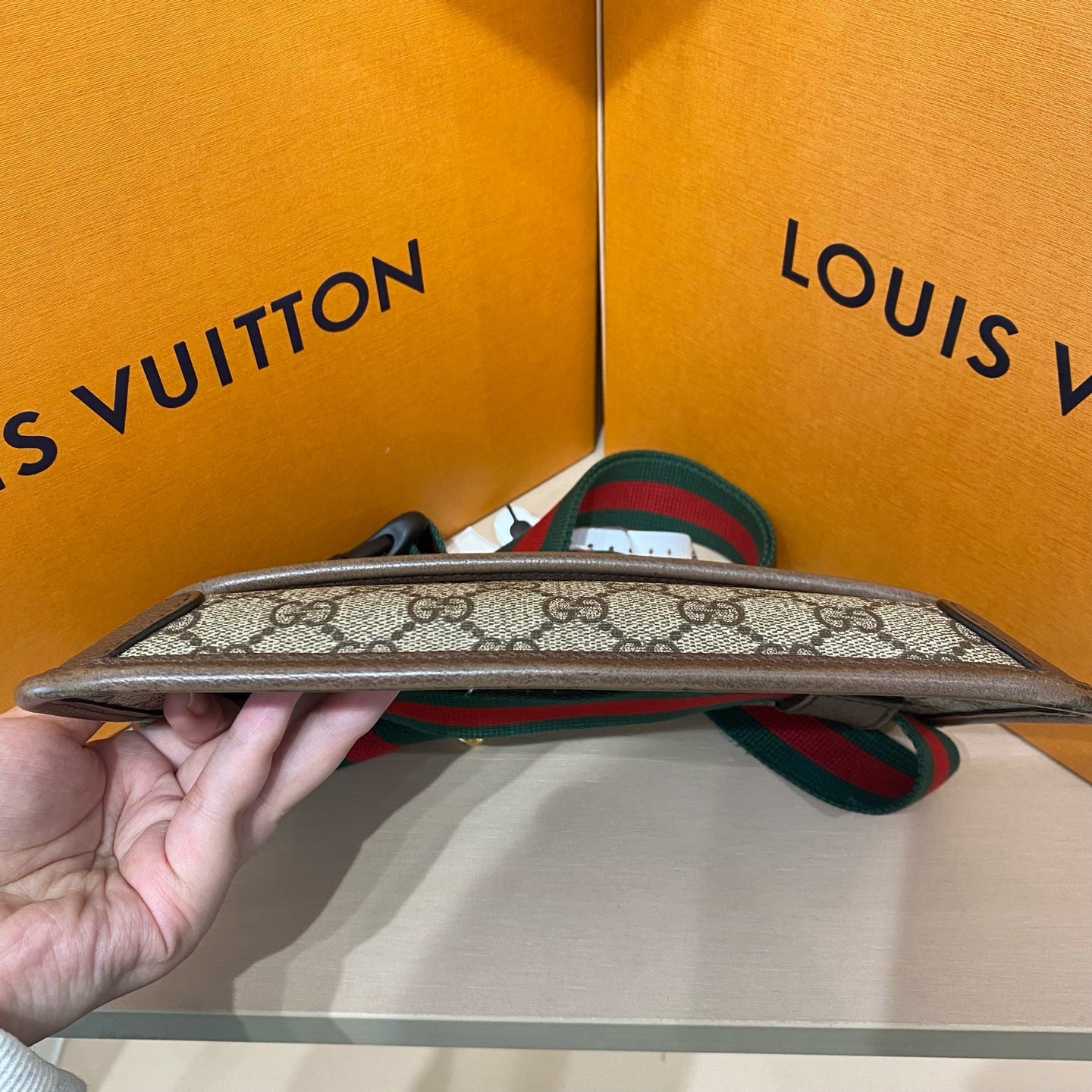 Gucci - Tiger Head Belt Bag 54387 - GG Supreme coated canvas with leather trim - Beige and Brown - (Medium)