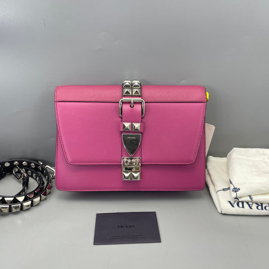 Prada - Elektra Studded Bag - Leather - Pink - (small)