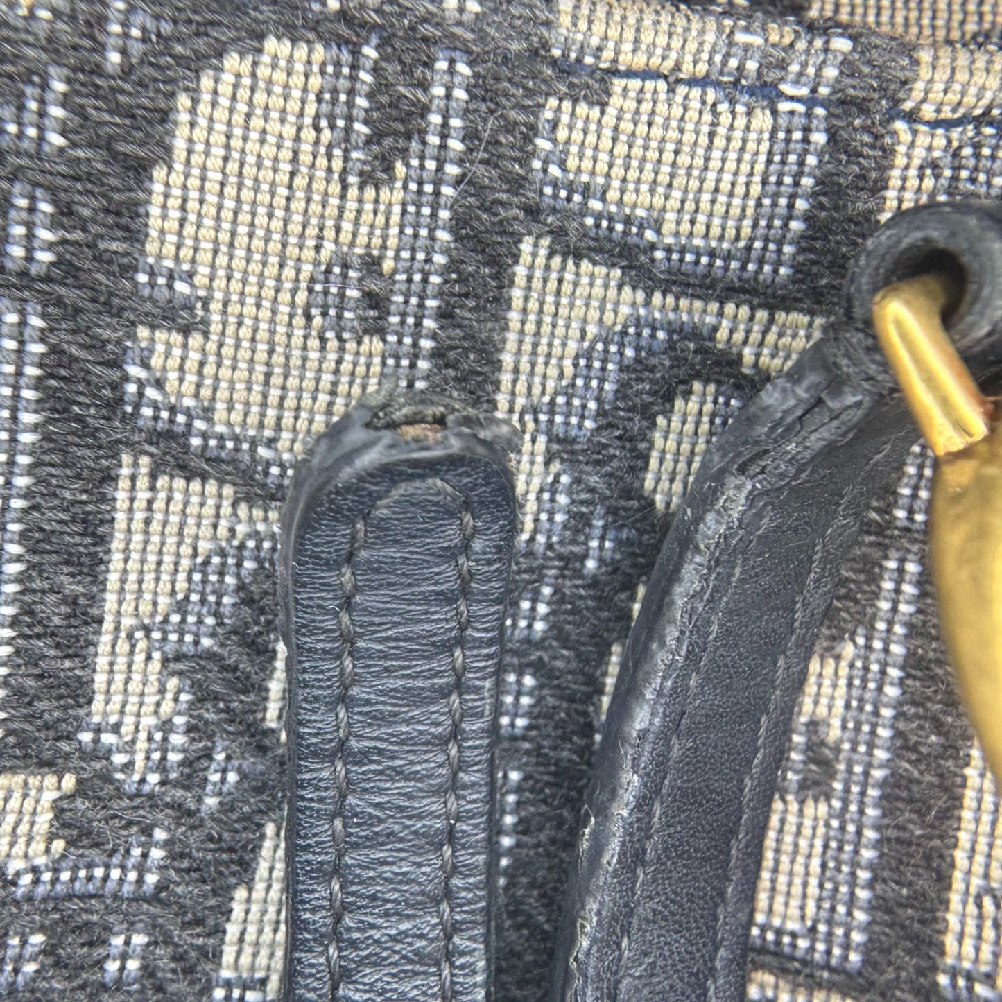 Dior - Saddle WOC (Wallet on Chain) - Dior Oblique Jacquard Canvas with Leather Trim - Navy and Beige - (large)