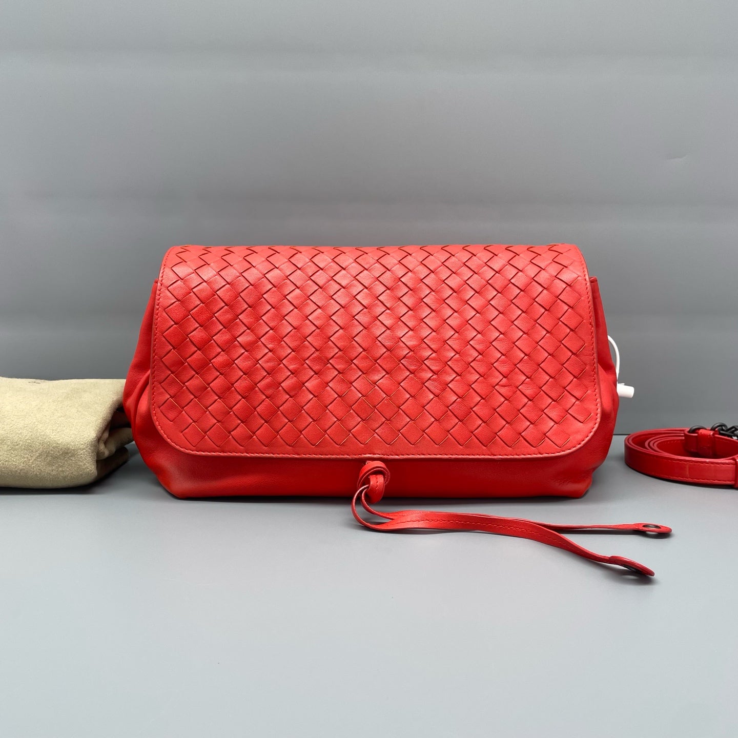 Bottega Veneta - Intrecciato Flap Bag - Lambskin leather - Orange - (Small)