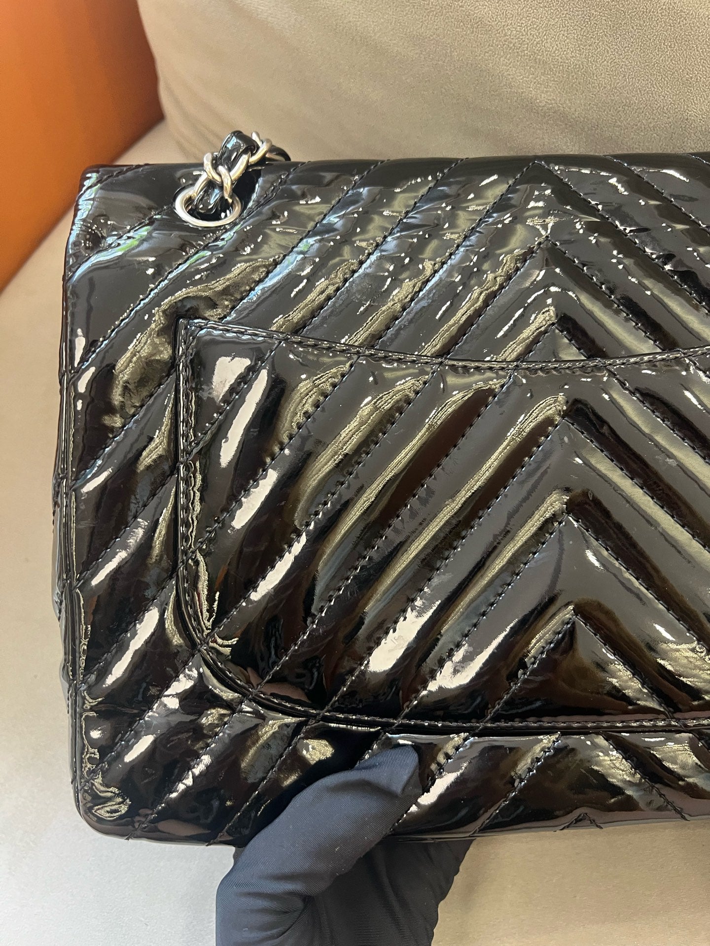 Chanel - Classic Flap Jumbo Maxi - Patent leather - Black - (Large)