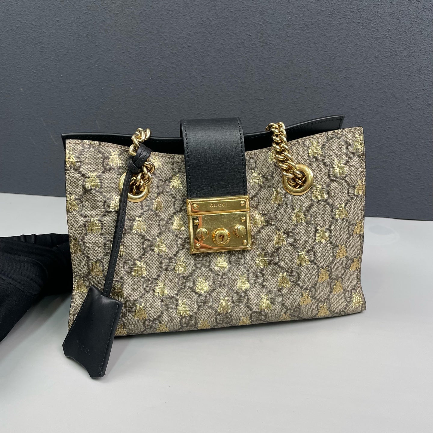 Gucci - Padlock Gilded Bee Tote Bag - GG Supreme coated canvas with leather trim - Multicolour - (small)
