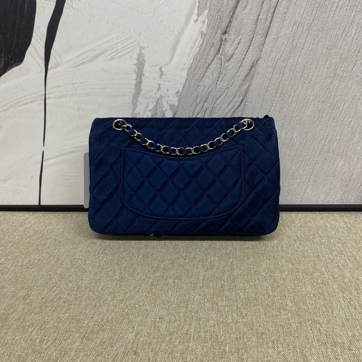 Chanel - Classic Flap Medium Sequined Canvas - Sequined canvas with leather interior - Navy with Silver-Tone Hardware - (Medium)