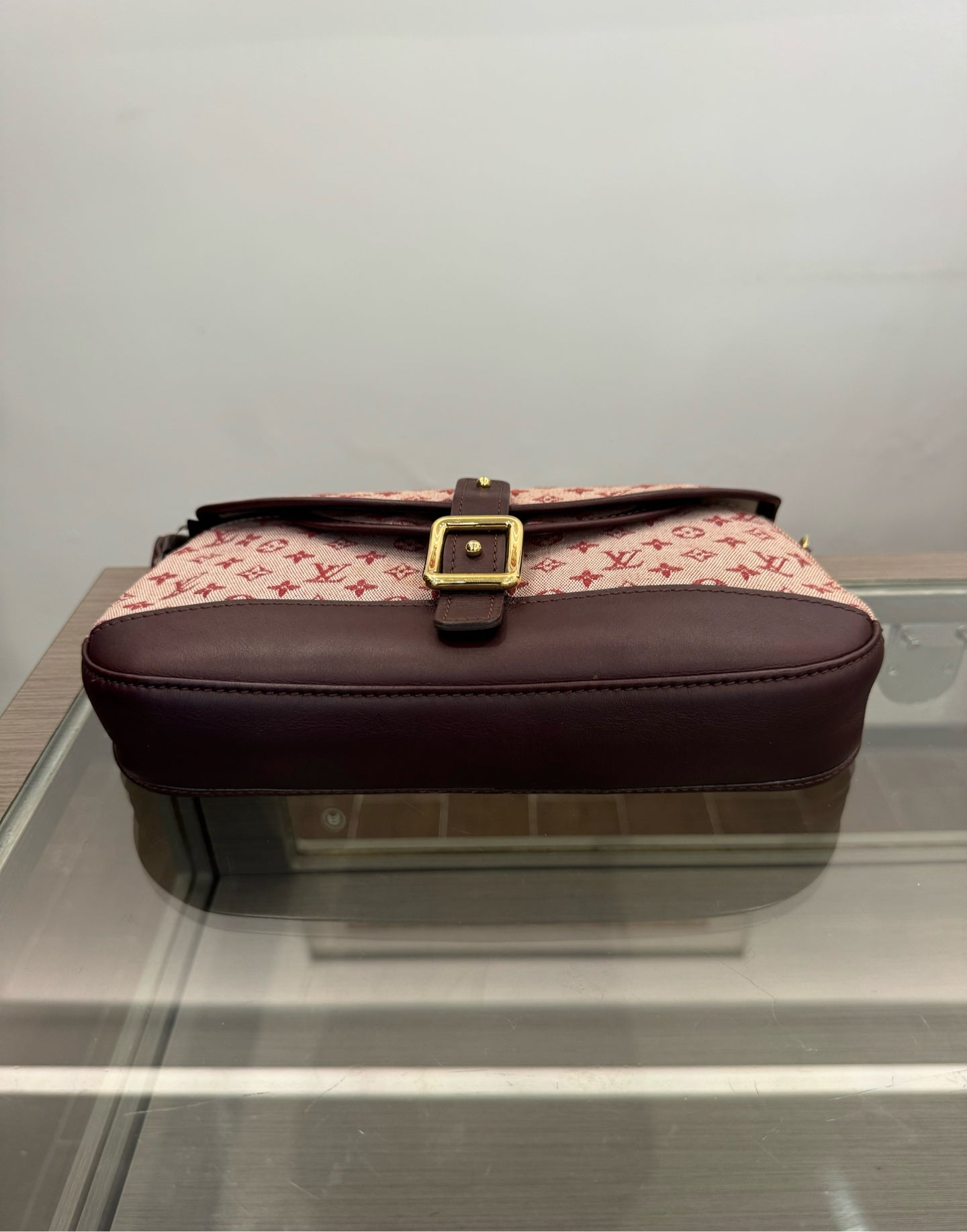 Louis Vuitton - Monogram Denim Baguette Shoulder Bag - Denim with leather trim - Raspberry Pink with Burgundy accents - (mini)