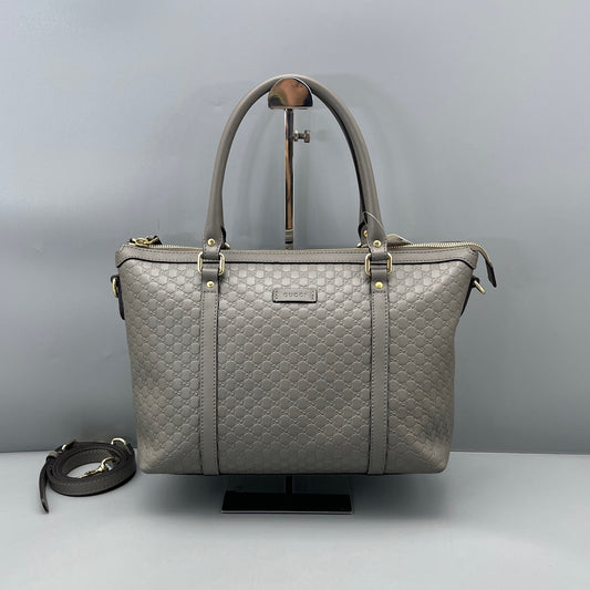 Gucci - Microguccissima Boston Bag - Leather - Grey - (medium)