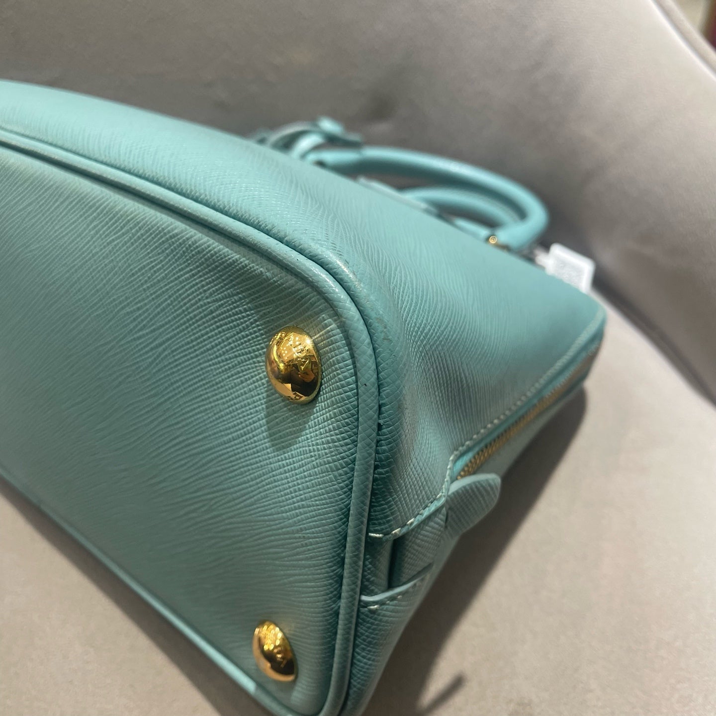 Prada - Saffiano Lux Dome Bag - Saffiano leather - Lake Blue - (Small)