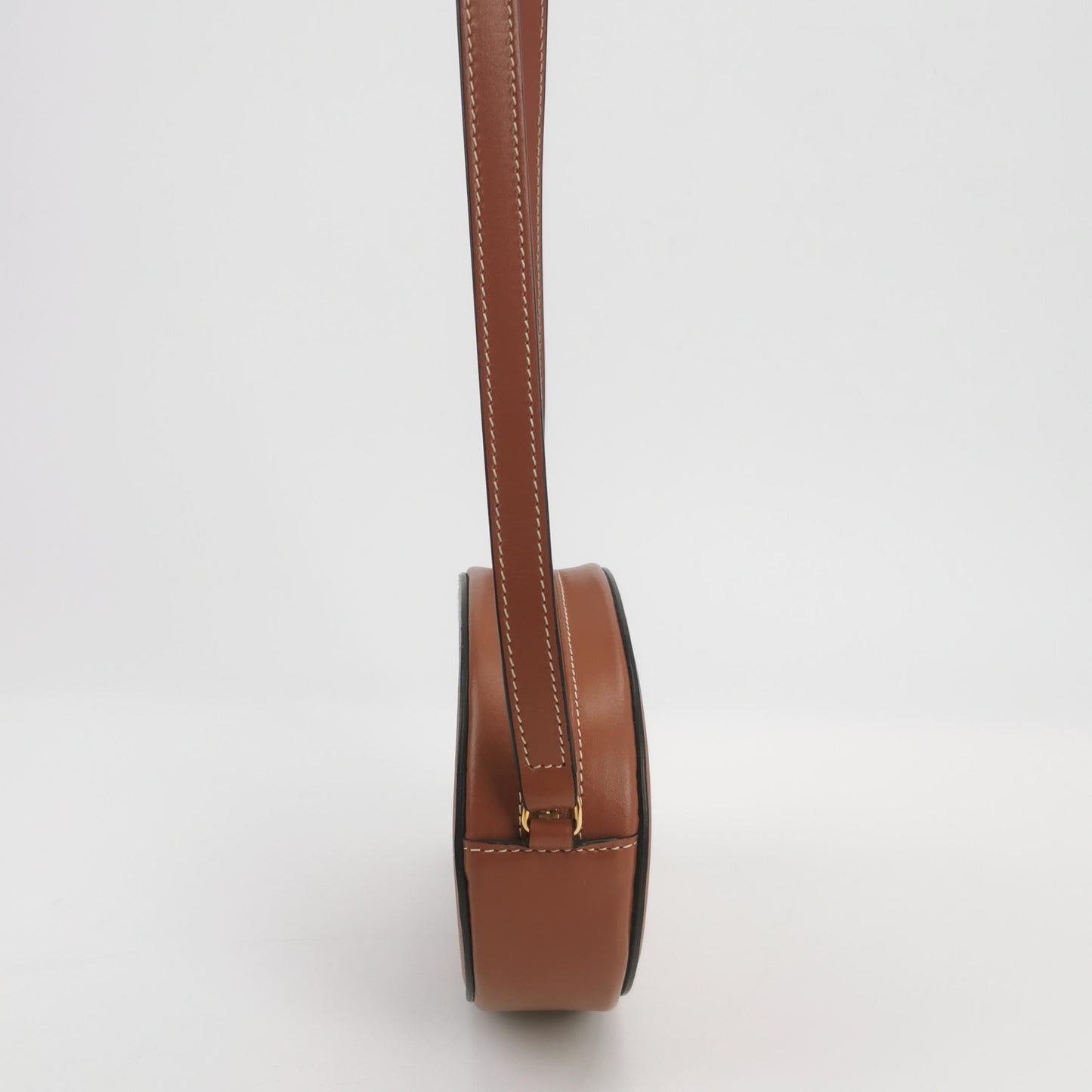 Celine - Triomphe Embossed Oval Bag - Cowhide leather - Brown - (mini)