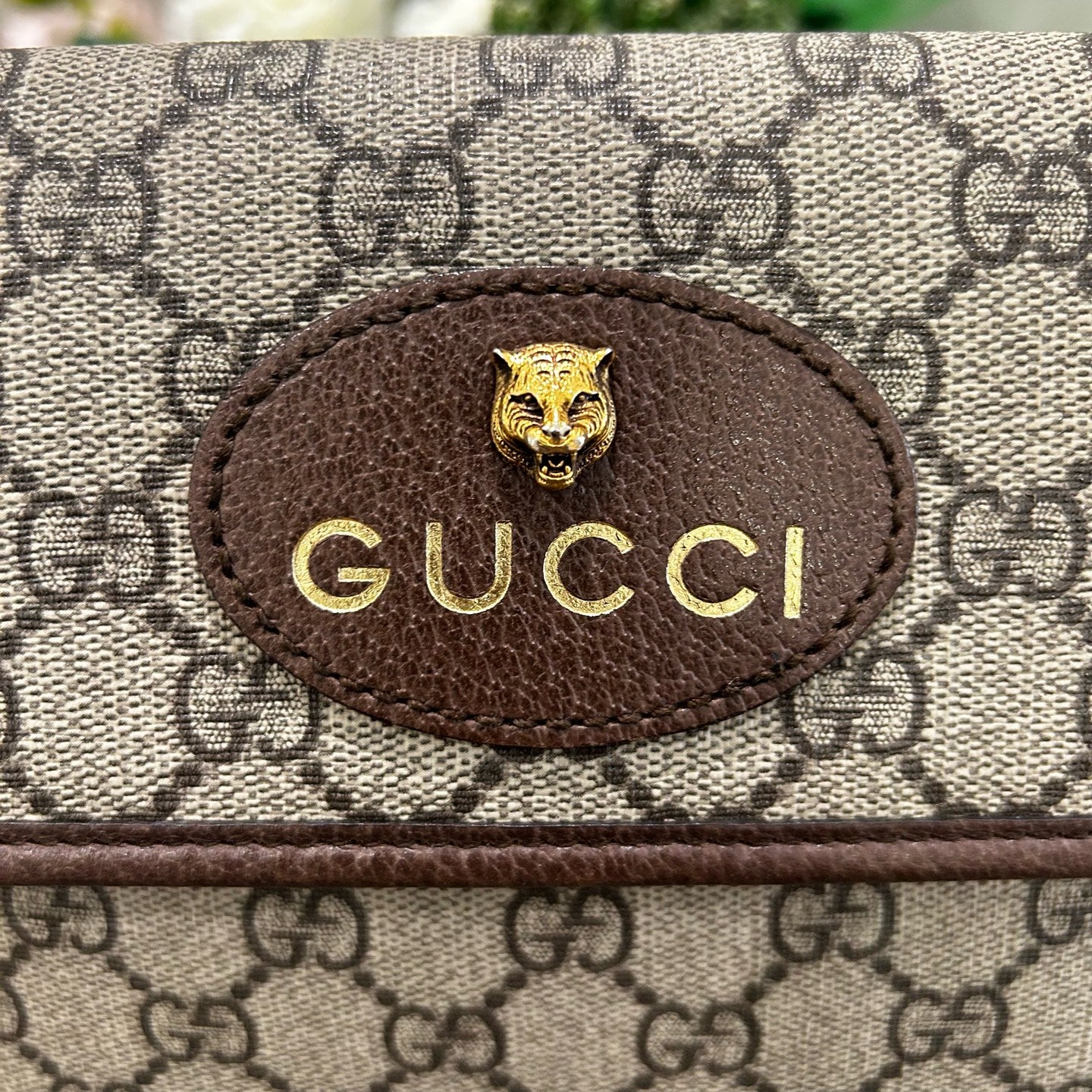 Gucci - Tiger Head Belt Bag - GG Supreme Canvas with Leather Trim - Beige and Brown with Red and Green Web - (small)