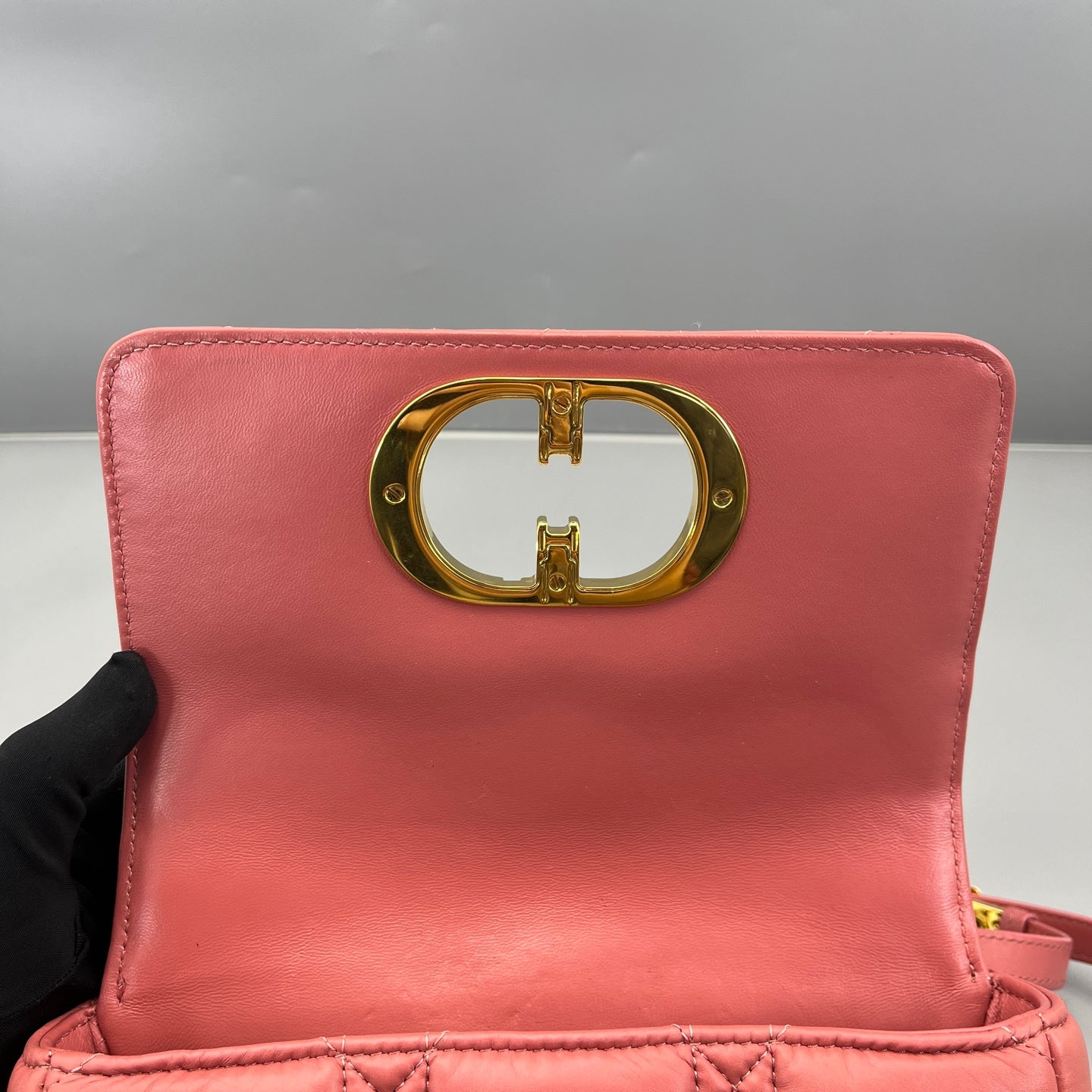 Dior - Caro Puff Chain Bag - Calfskin leather - Coral Pink with Gold-Tone Hardware - (mini)