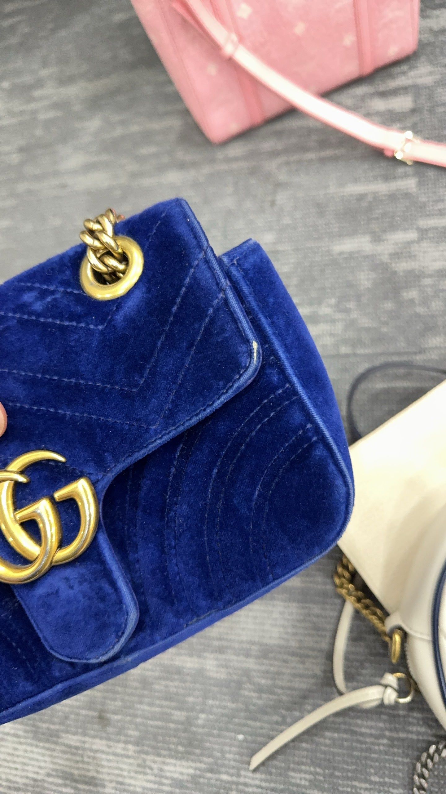 Gucci - Marmont 2.0 Matelassé Small Shoulder Bag - Velvet - Blue - (small)