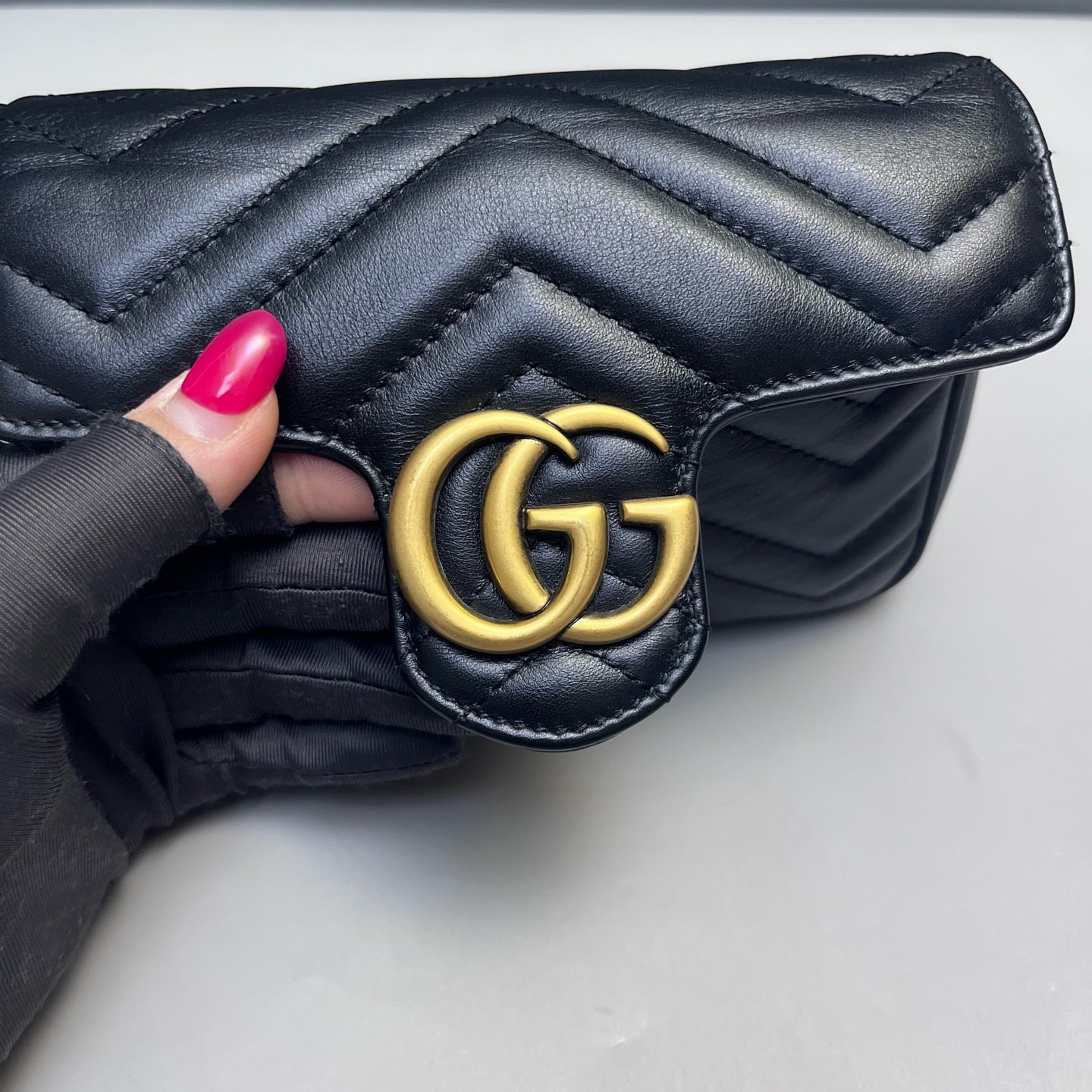 Gucci - GG Marmont Super Mini Chain Bag - Leather - Black - (mini)