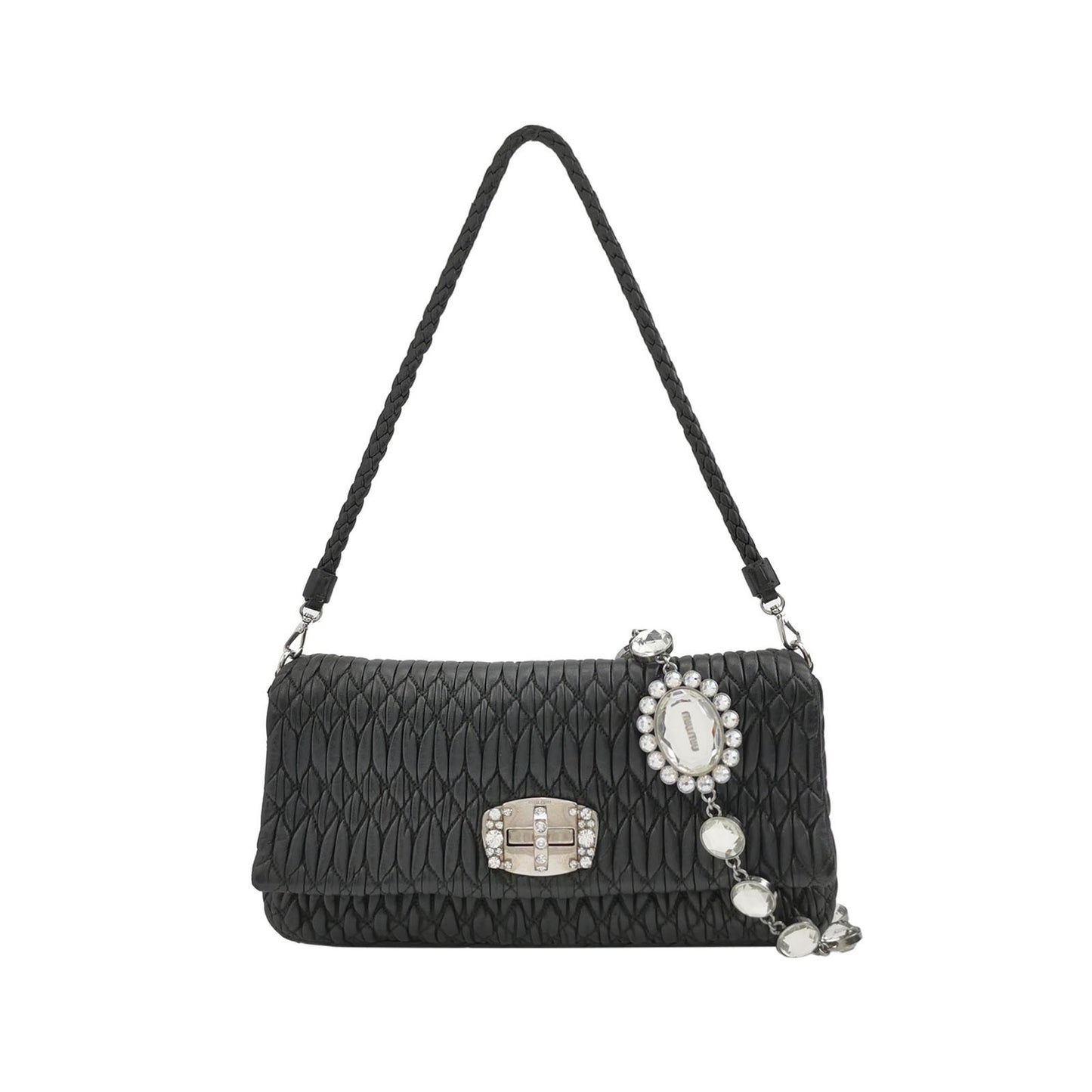 Miu Miu - Matelassé Shoulder Bag - Lambskin leather - Black - (small)