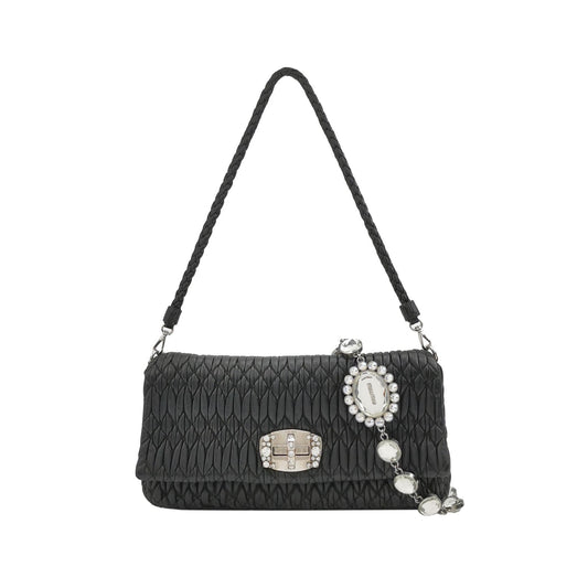 Miu Miu - Matelassé Shoulder Bag - Lambskin leather - Black - (small)