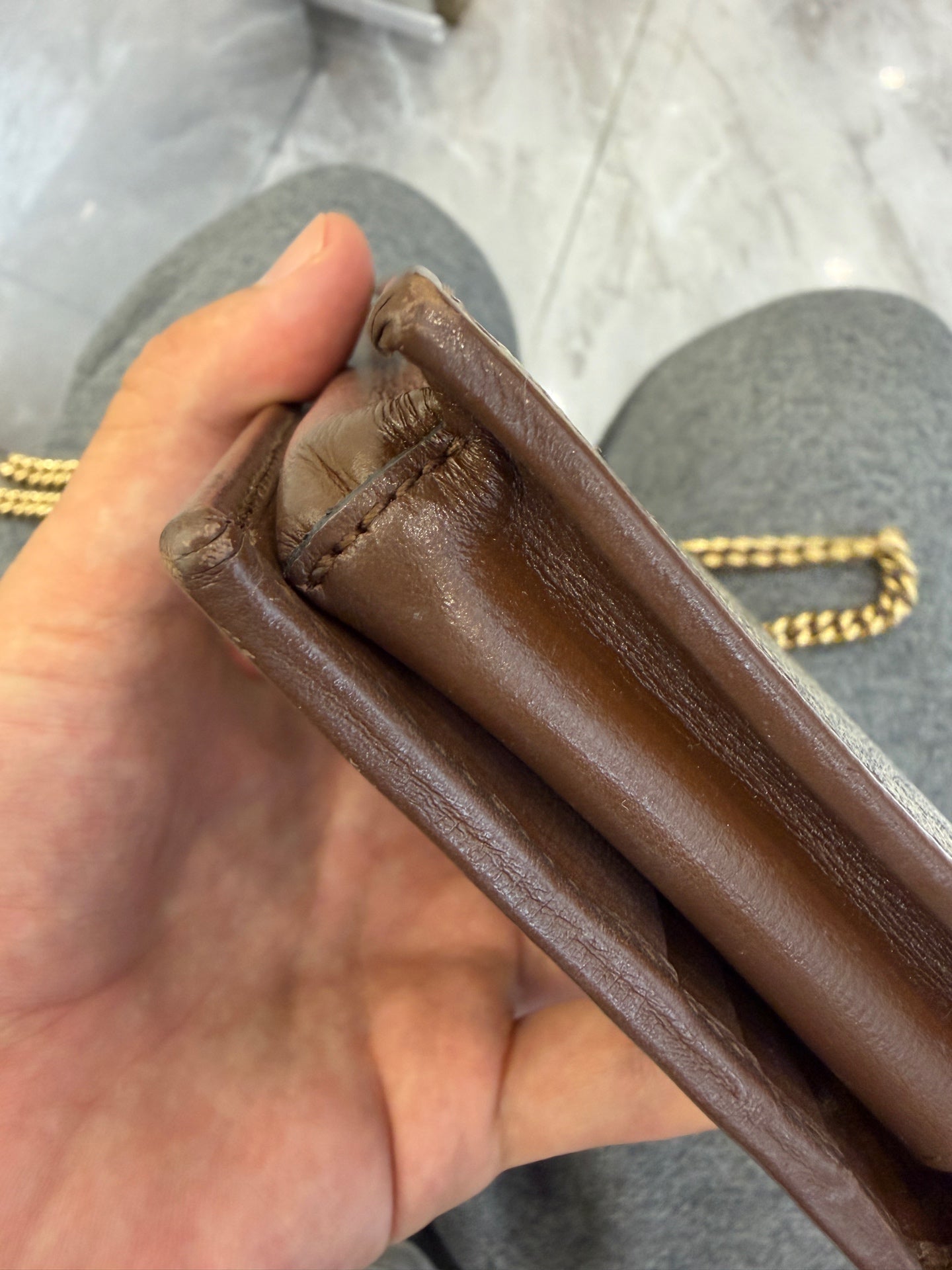 Gucci - 1955 Horsebit Wallet on Chain - GG Supreme canvas and Leather - Beige and Brown with Gold-Tone Hardware - (Small)