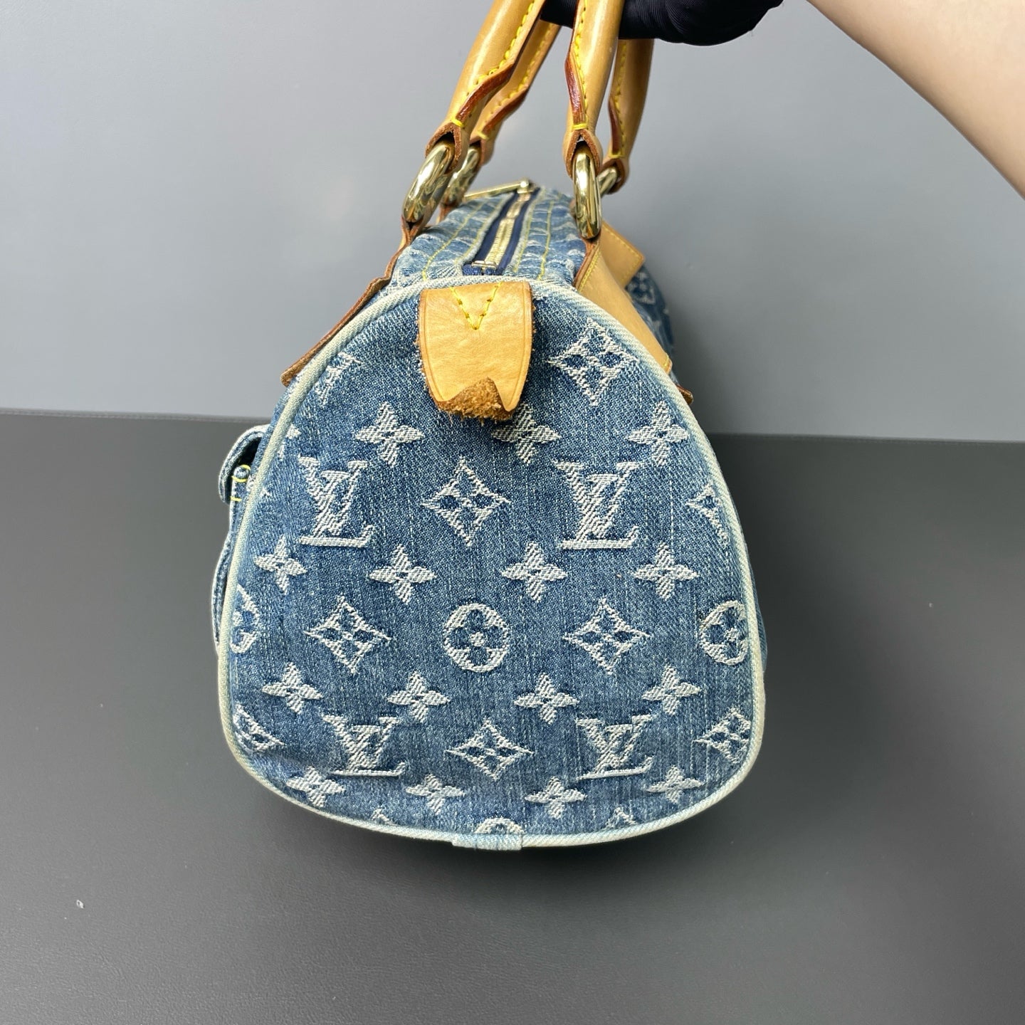Louis Vuitton - Monogram Denim Boston Bag - Denim and Vachetta Leather - Blue - (medium)