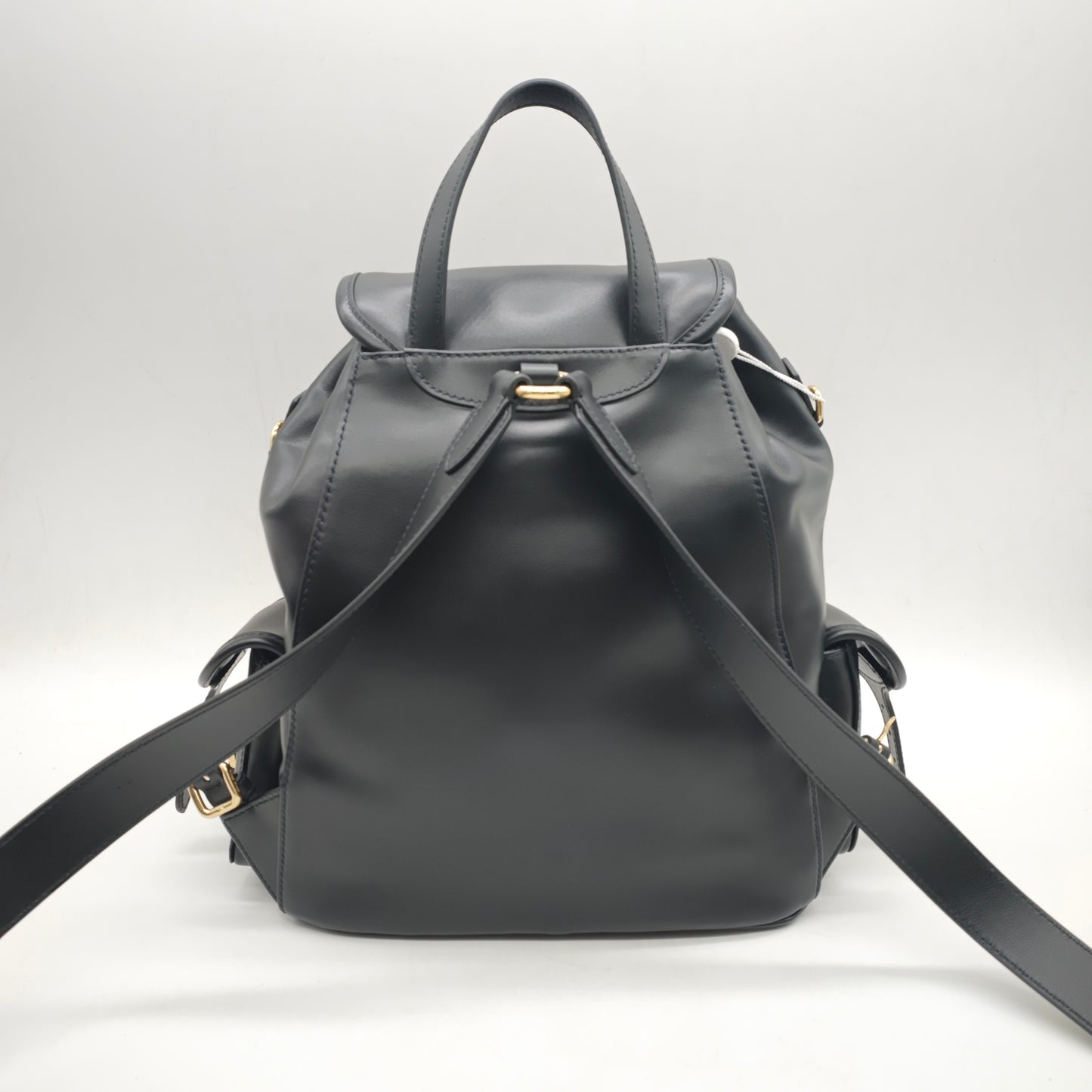 Miu Miu - Drawstring Flap Backpack - Leather - Black - (medium)