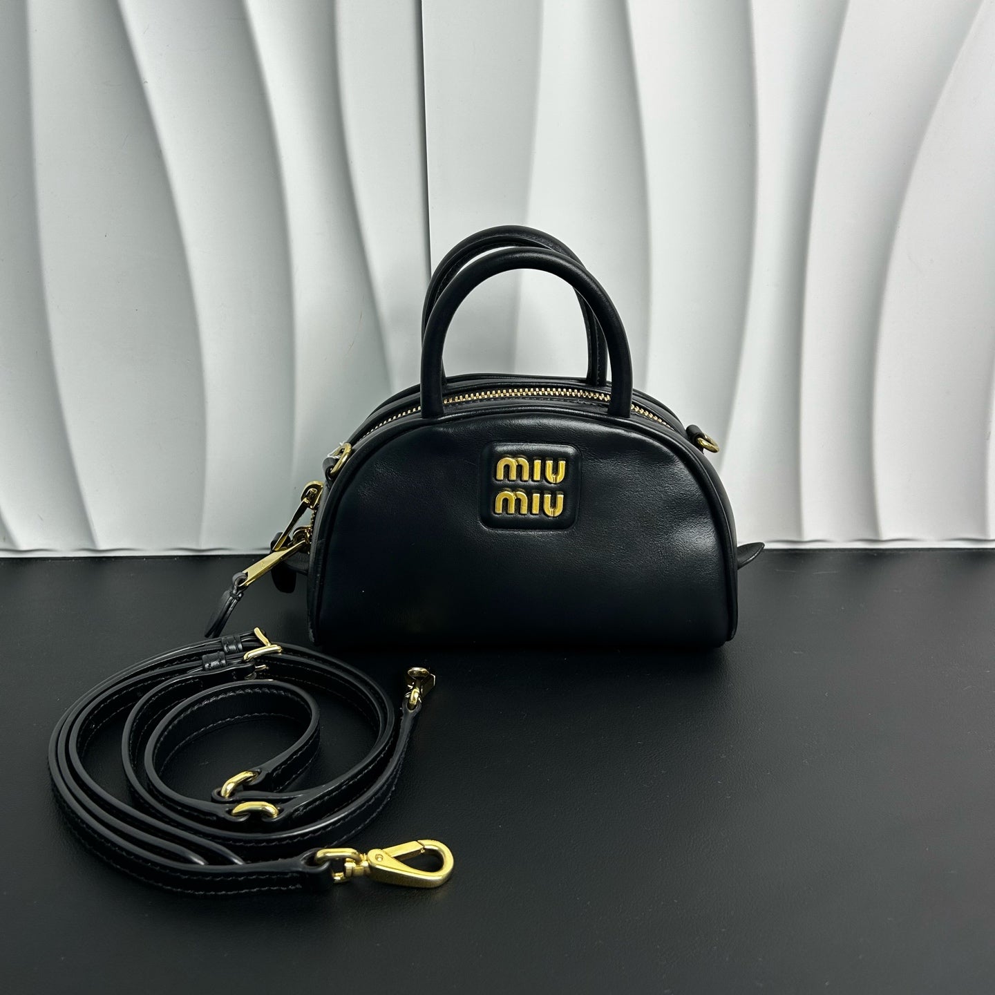 Miu Miu - Bowling Handbag - Leather - Black - (mini)