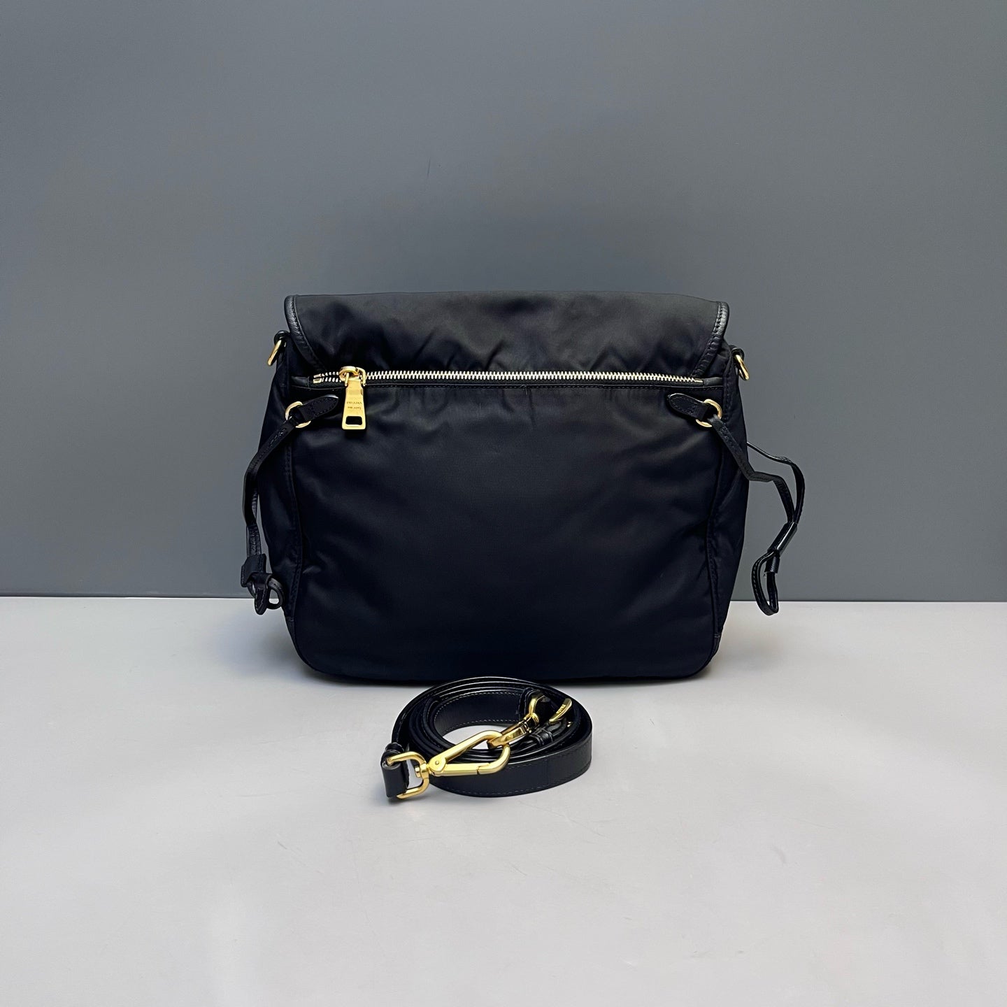Prada - Nylon Messenger Bag - Nylon and Leather - Black - (medium)