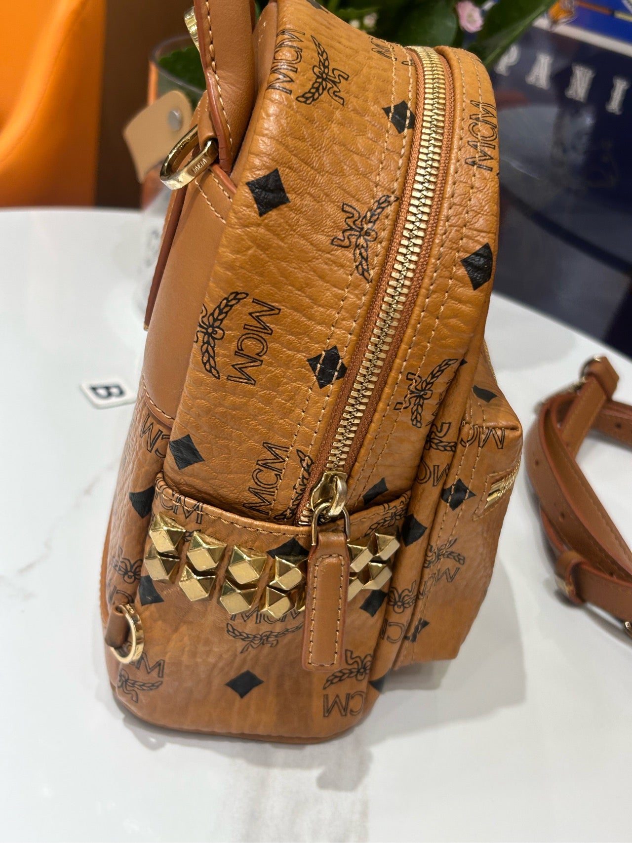 MCM - Stark Mini Backpack 1093N - Visetos coated canvas - Cognac - (mini)