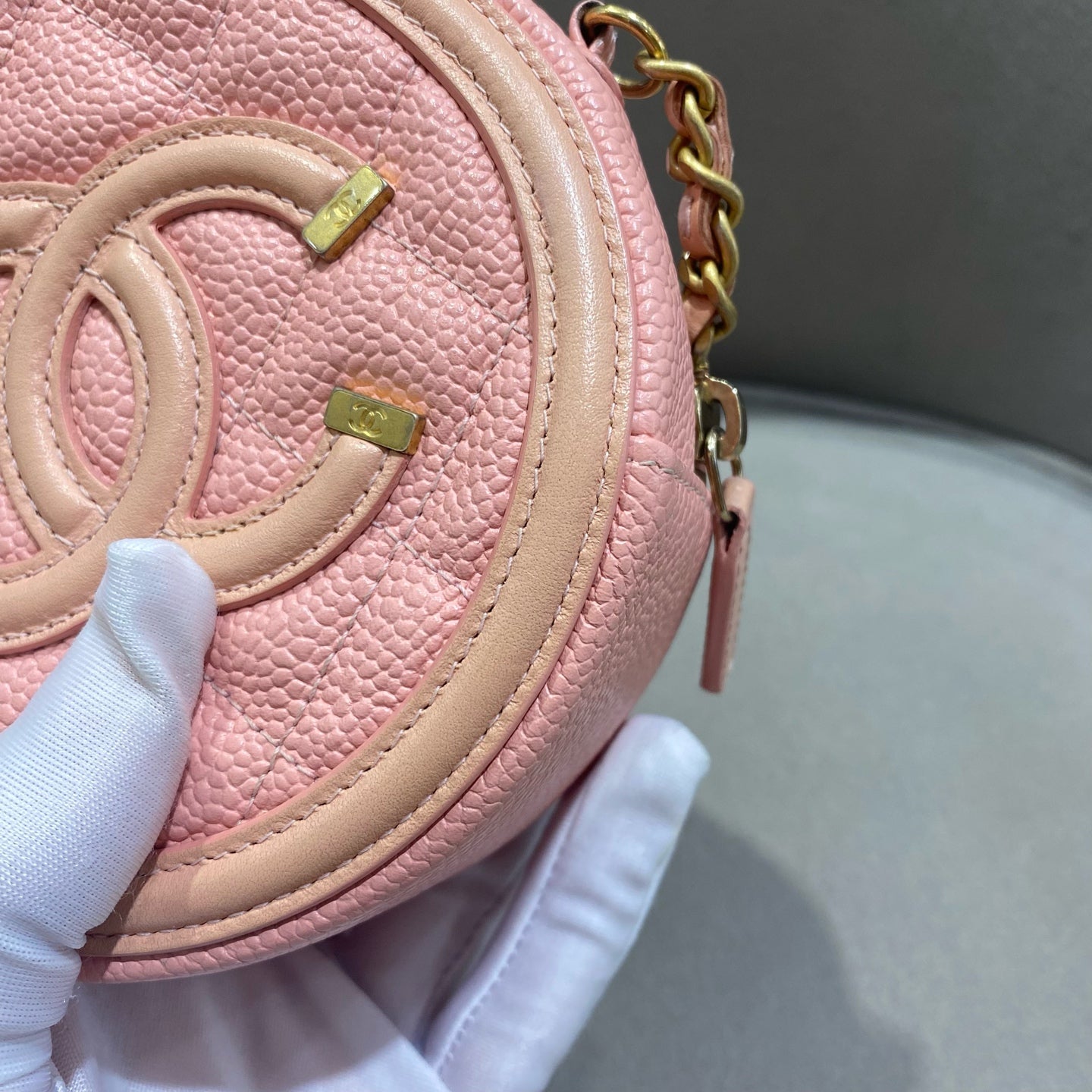 Chanel - Round Mini Bag - Caviar leather - Pink - (mini)