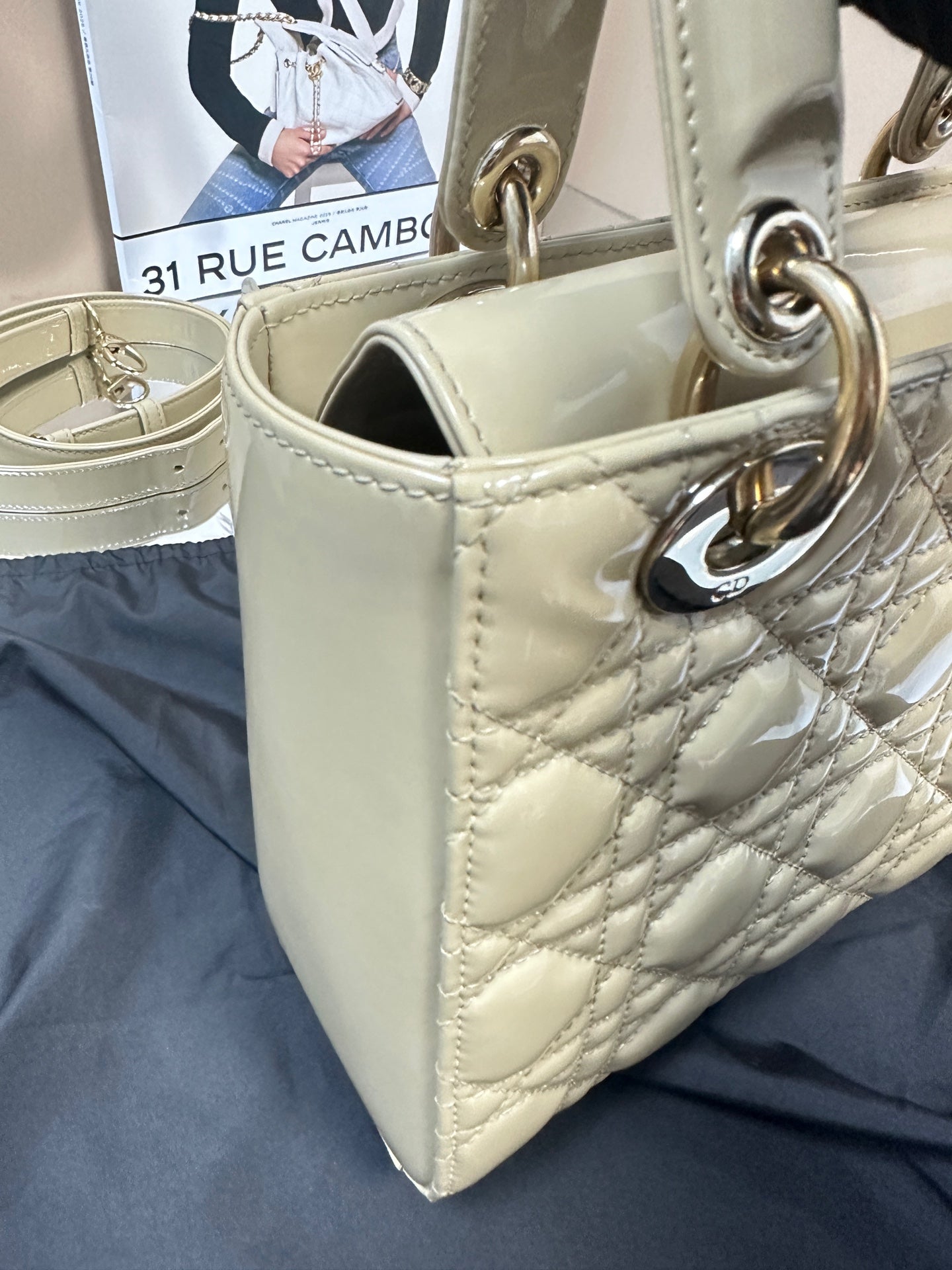 Dior - Lady Dior - Patent leather - Beige - (Small)
