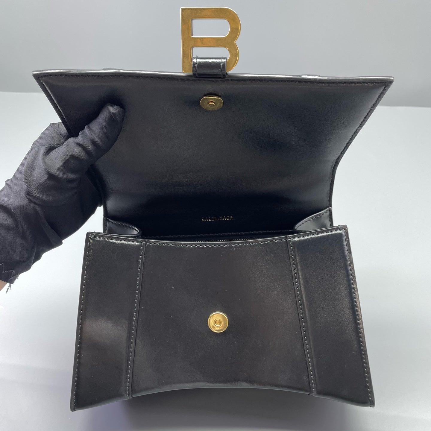 Balenciaga - Hourglass Top Handle Bag - Leather - Black - (Small)