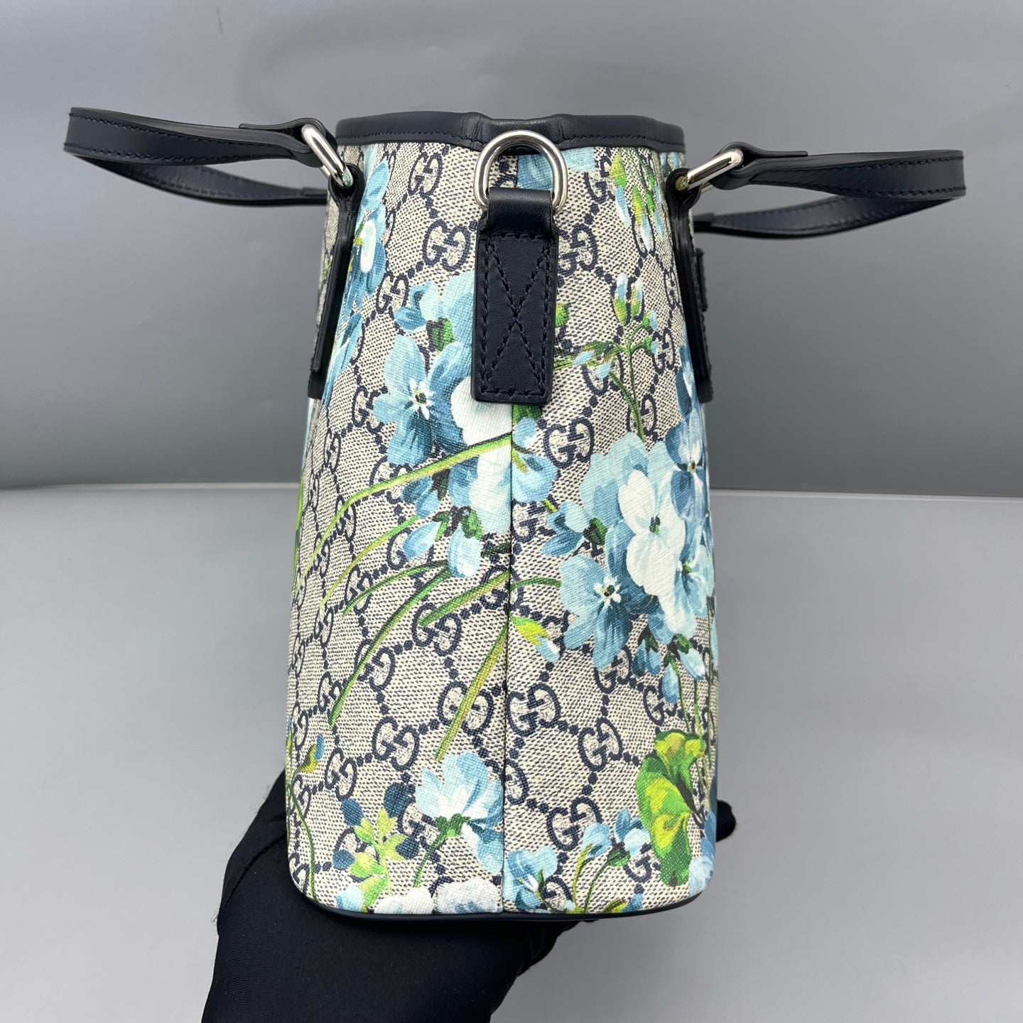 Gucci - Small GG Supreme Flora Tote Bag - Coated canvas and Leather - Blue - (Small)