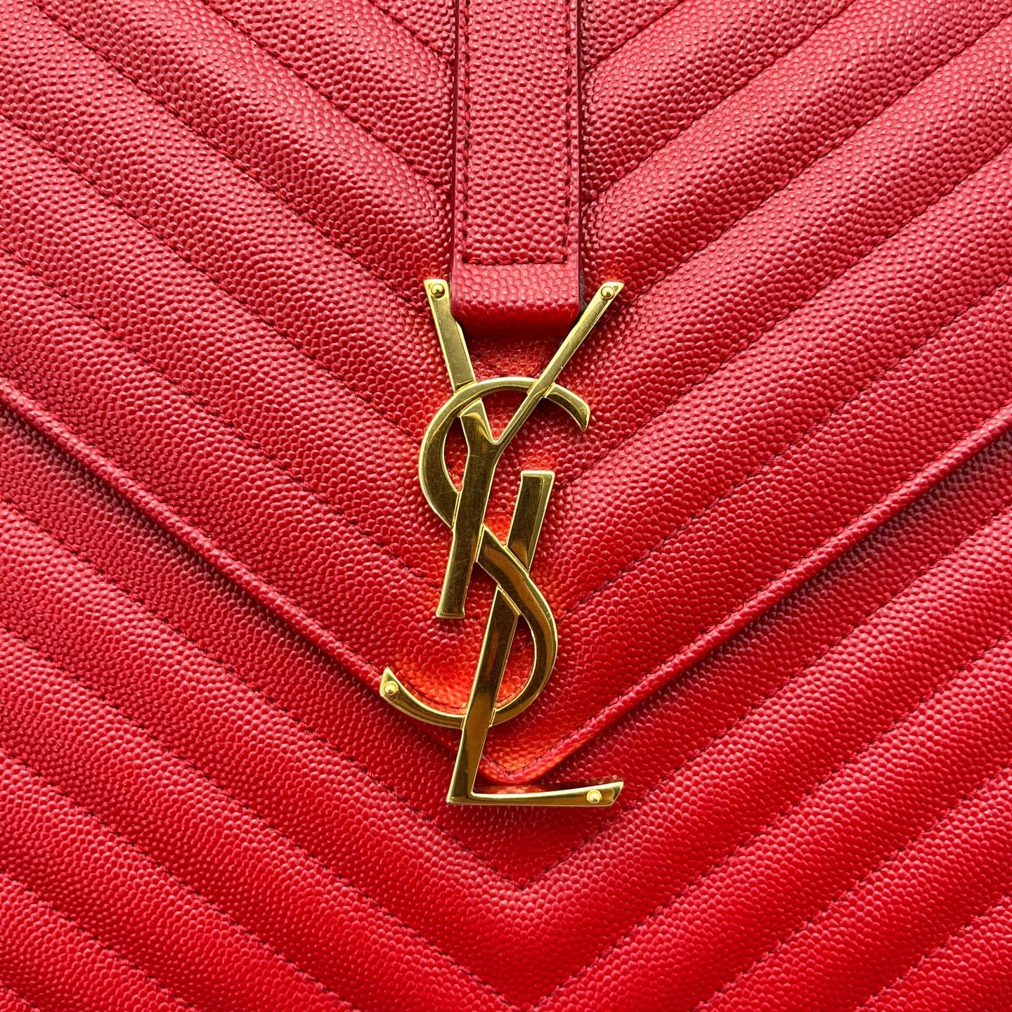 Saint Laurent - Large Envelope Bag - Grained leather - Red - (Large)