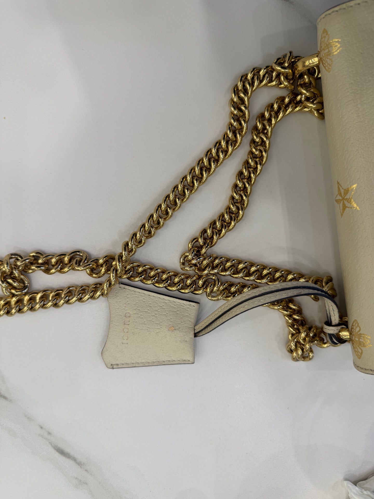 Gucci - Padlock Small Shoulder Bag with Bee Motif - Grained leather - White - (Small)