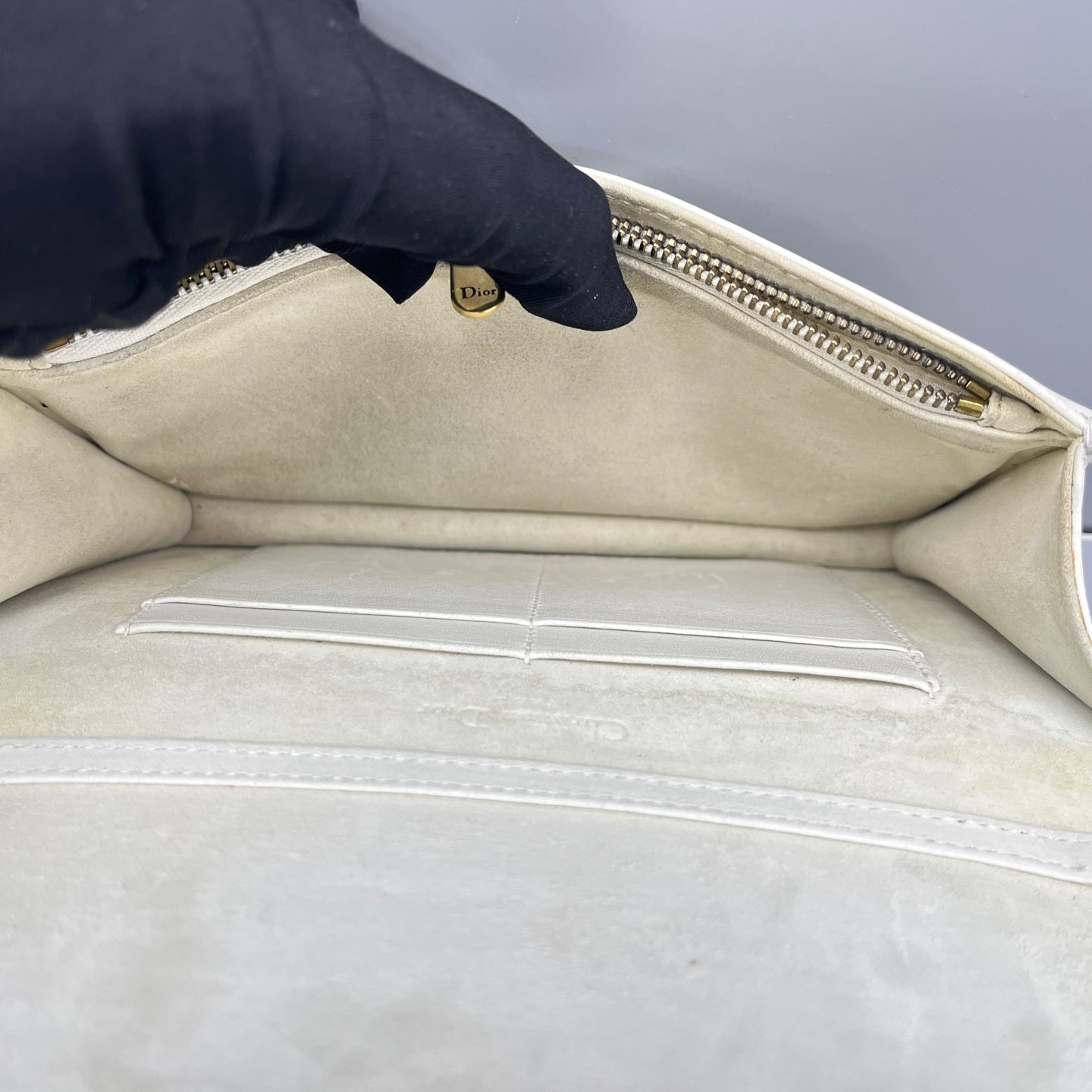 Dior - Diorama Shield Studded Flap Bag - Leather - White - (small)