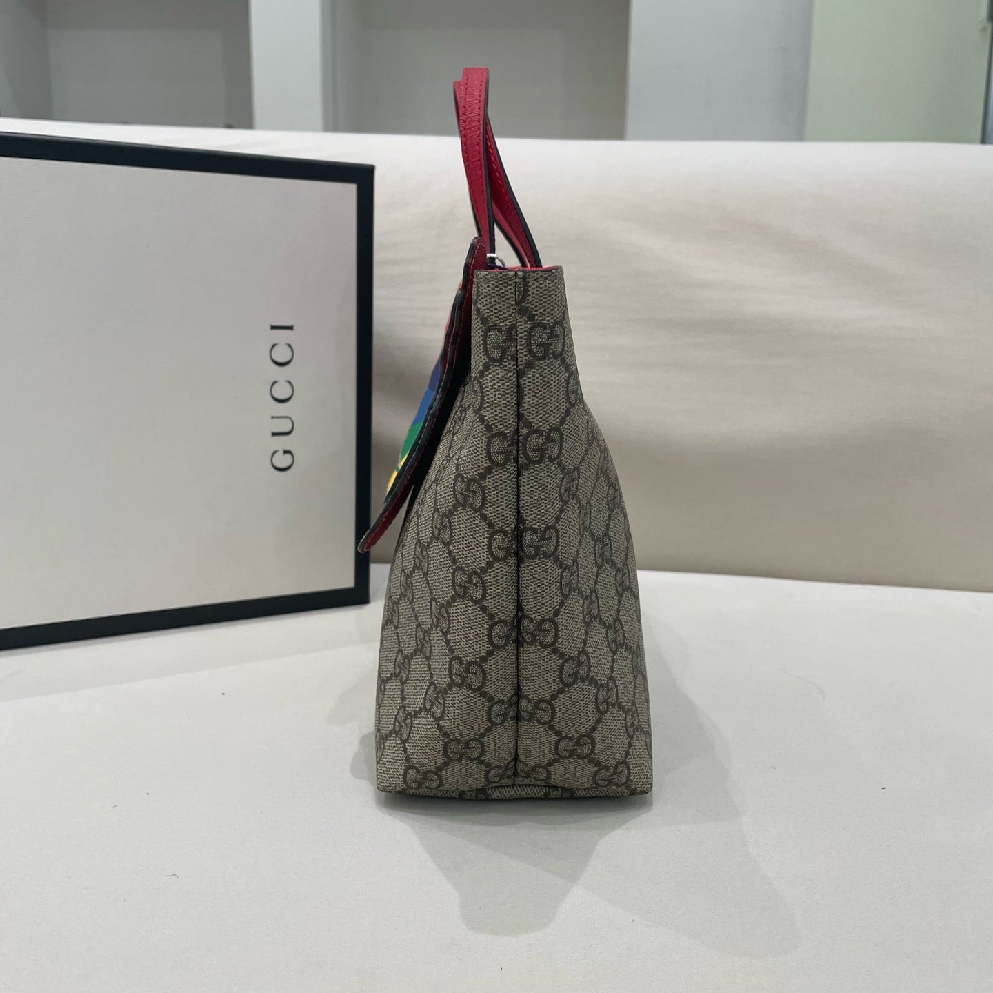Gucci - Kids' GG Supreme Butterfly Tote - Coated canvas with leather trim and appliqué - Beige with red and multicolour accents - (mini)