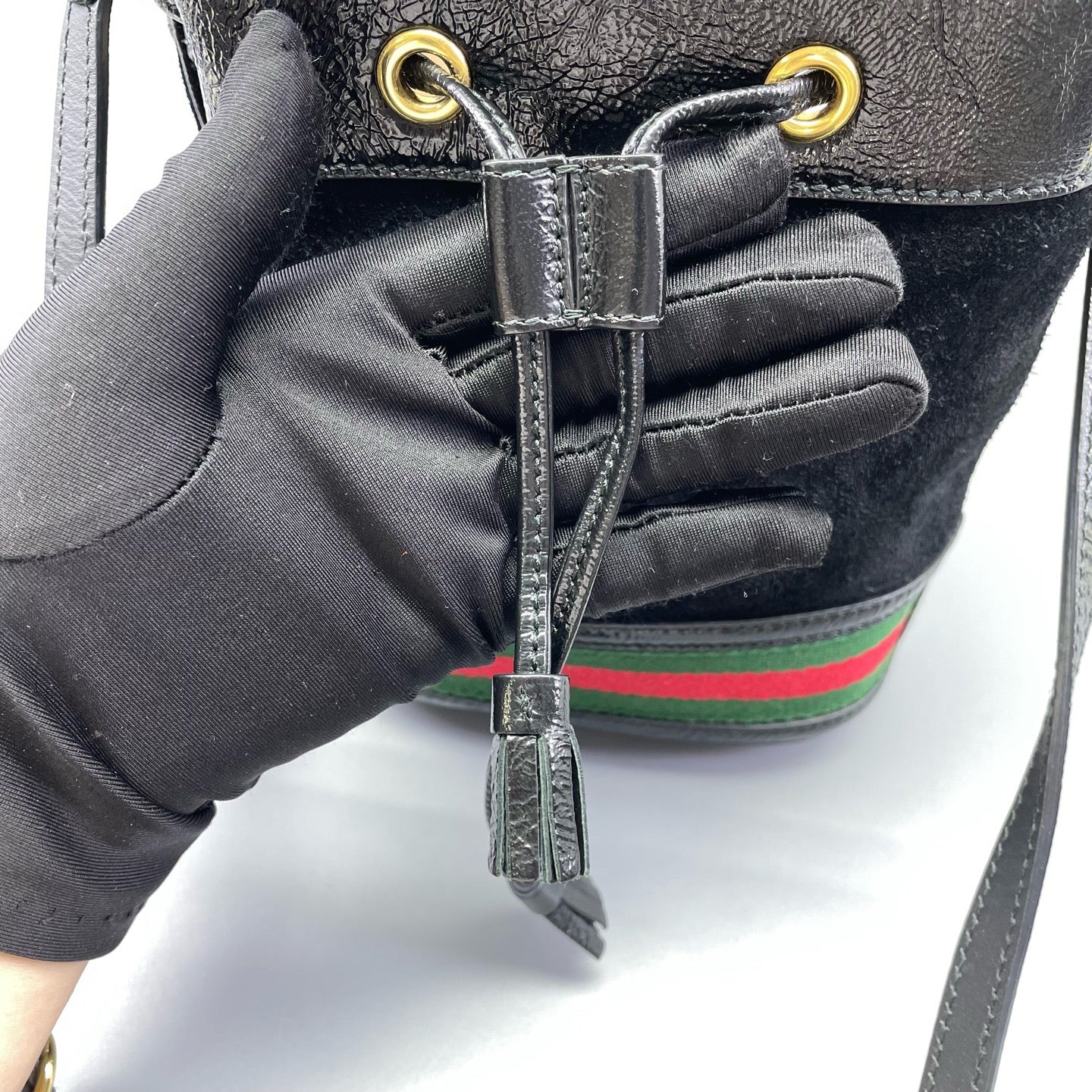 Gucci - Mini Bucket Bag - Suede and Patent leather - Black - (mini)