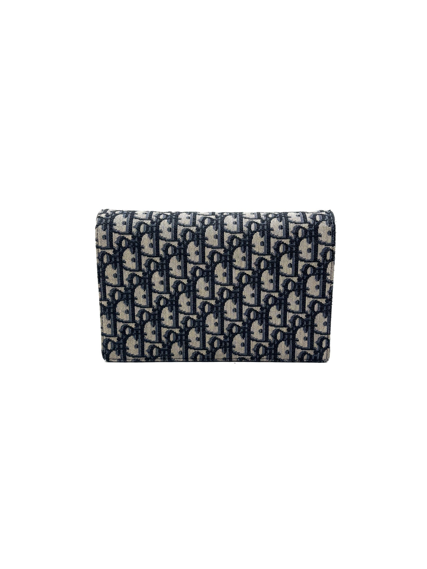 Dior - Saddle Oblique Wallet on Chain - Denim Oblique embroidered fabric - Blue - (mini)