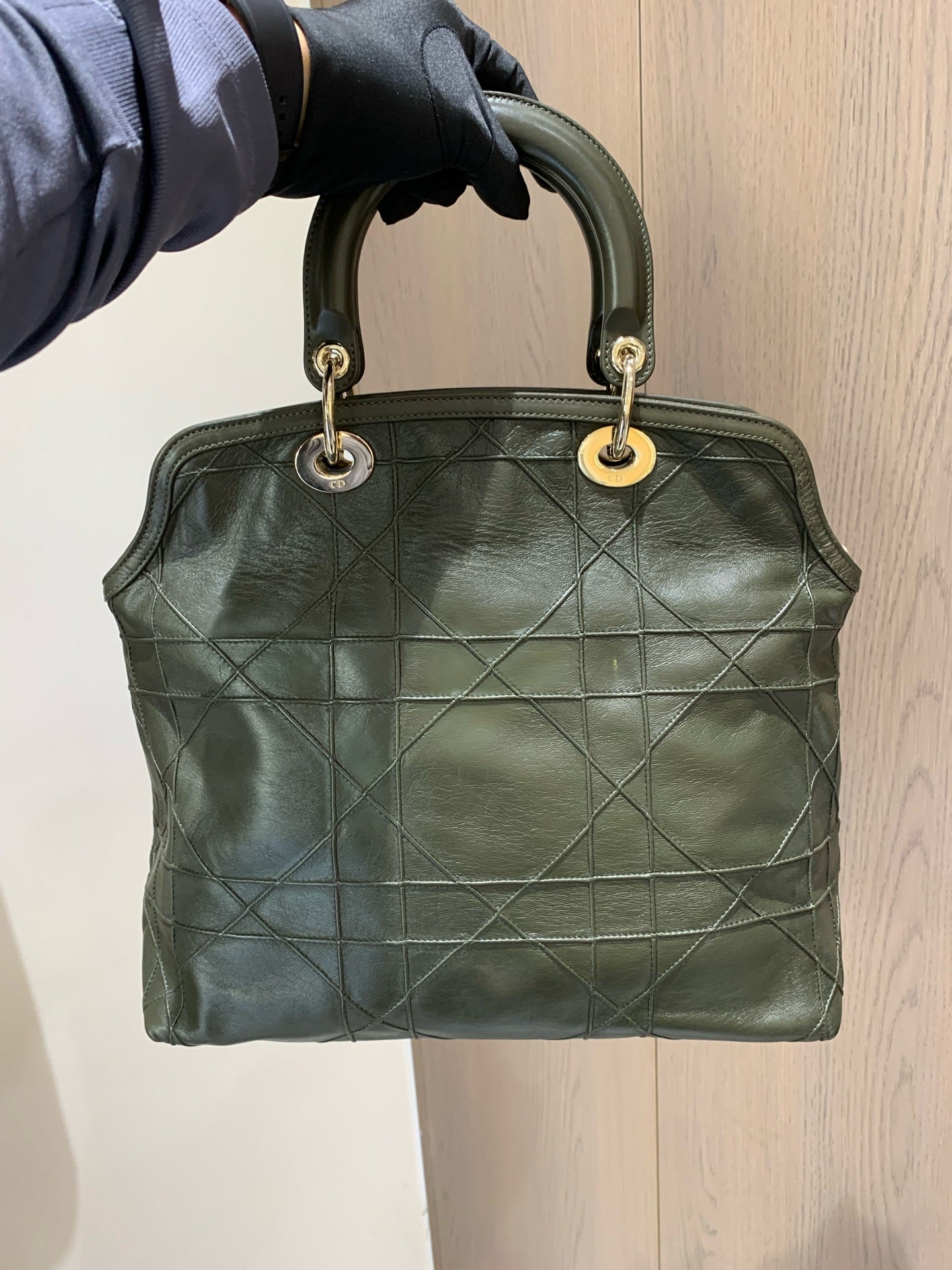 Dior - Cannage Handbag - Leather - Green - (medium)
