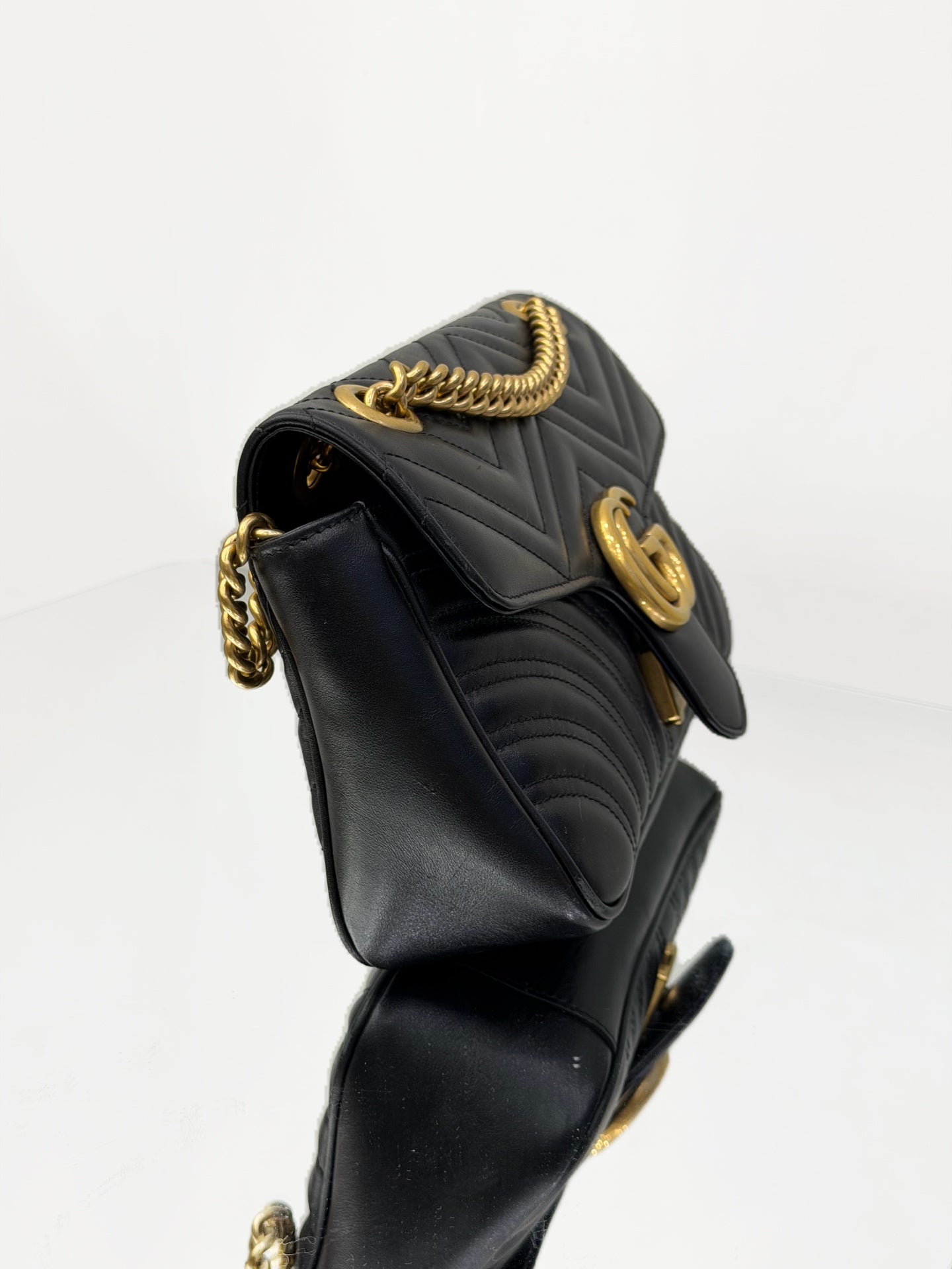 Gucci - GG Marmont Matelassé Shoulder Bag - Leather - Black - (medium)