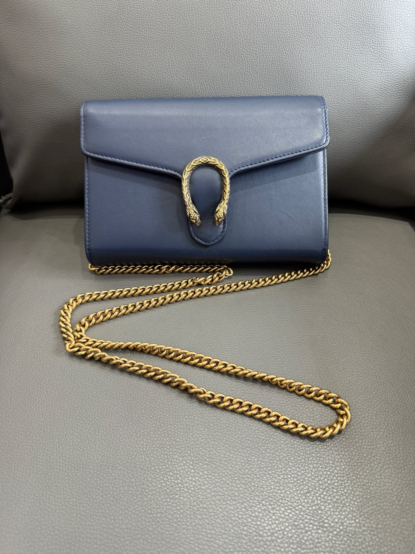 Gucci - Dionysus Wallet on Chain (WOC) - Leather - Blue with Red Interior - (Mini)