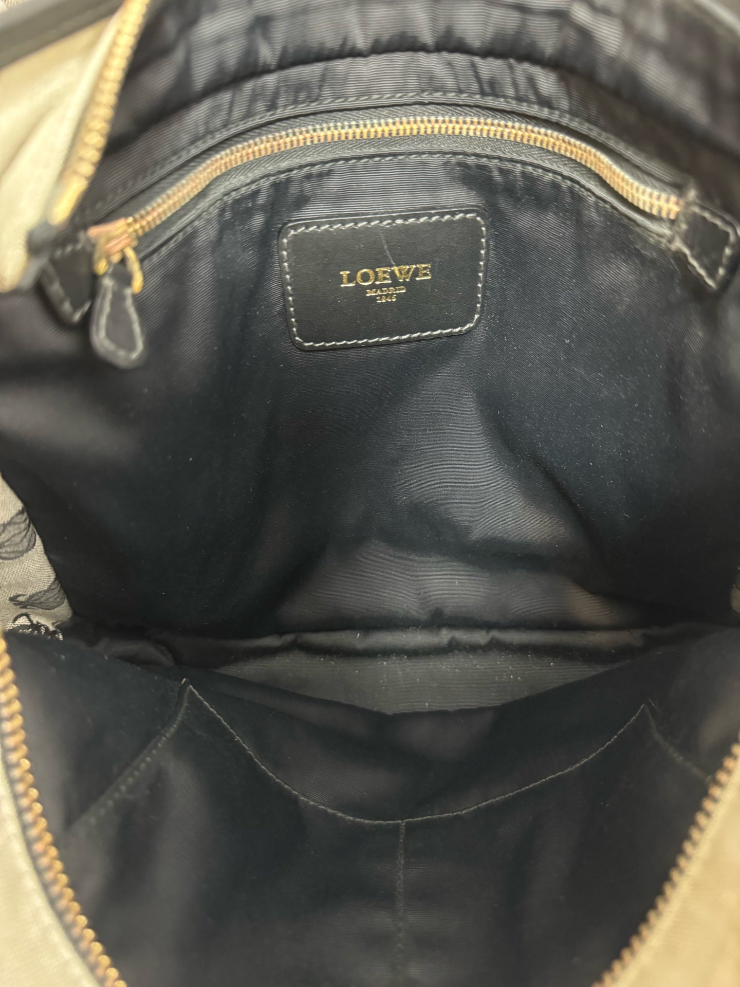 Loewe - Anagram Lock Shoulder Bag - Canvas with Leather Trim - Beige, Black - (medium)