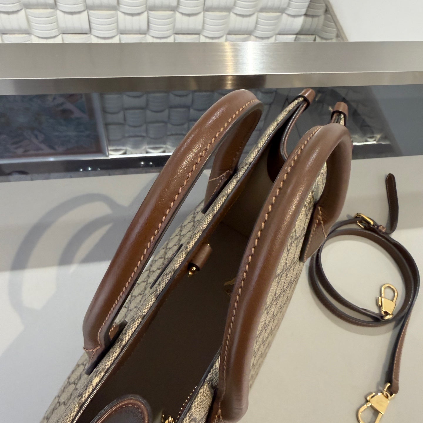 Gucci - GG Retro Tote Bag 659983 92TCG 8563 - GG Supreme canvas and Leather - Beige and Brown - (Medium)