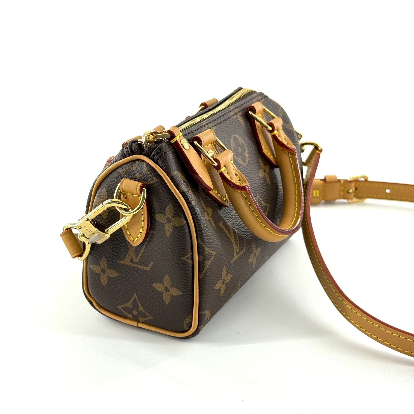 Louis Vuitton - Speedy Nano - Monogram coated canvas with natural Vachetta leather trim - Brown - (mini)